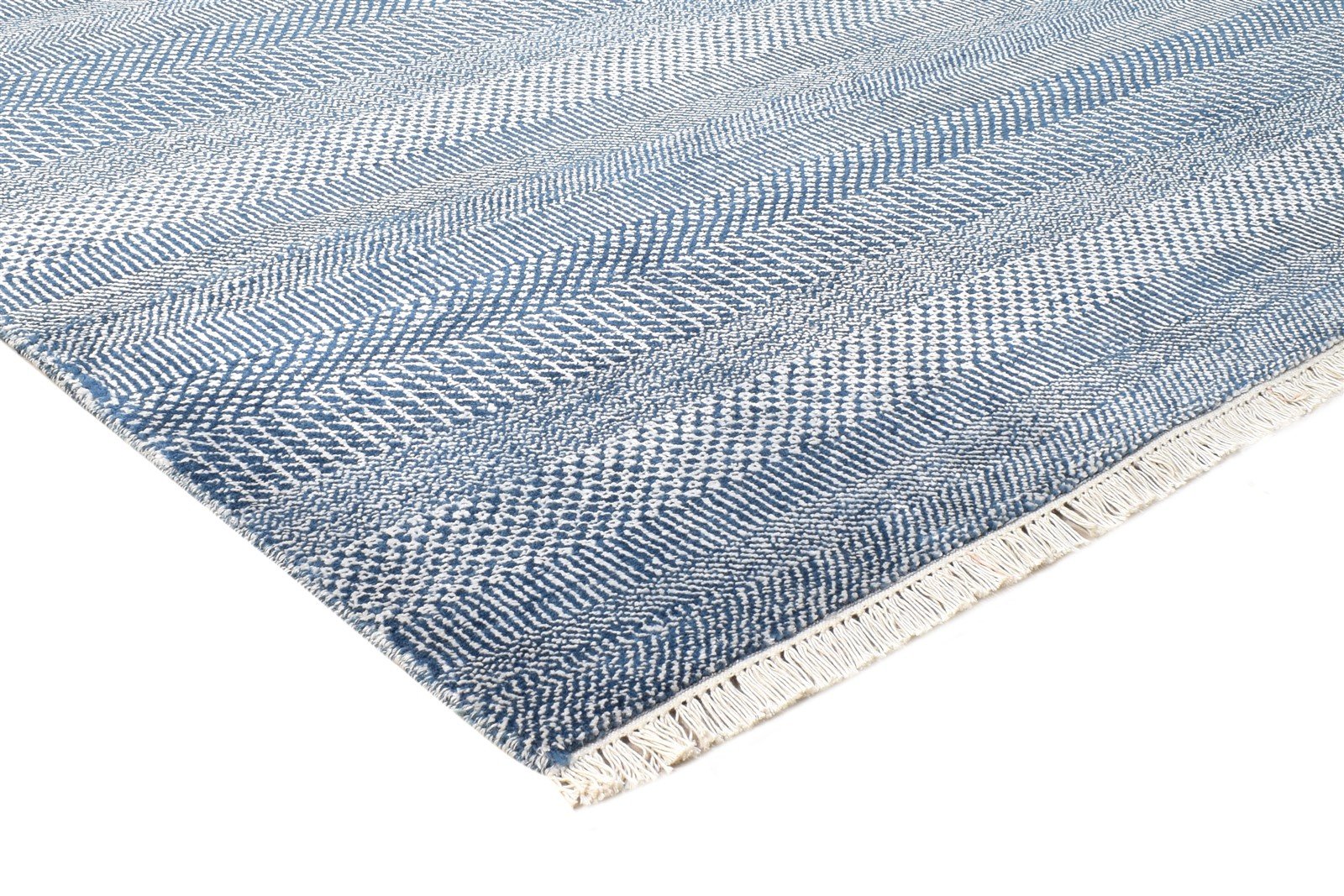 Guinna Blue Wool Rug 8' X 10' Modern Hand Knotted Agra Grass Trellis 7864596856981