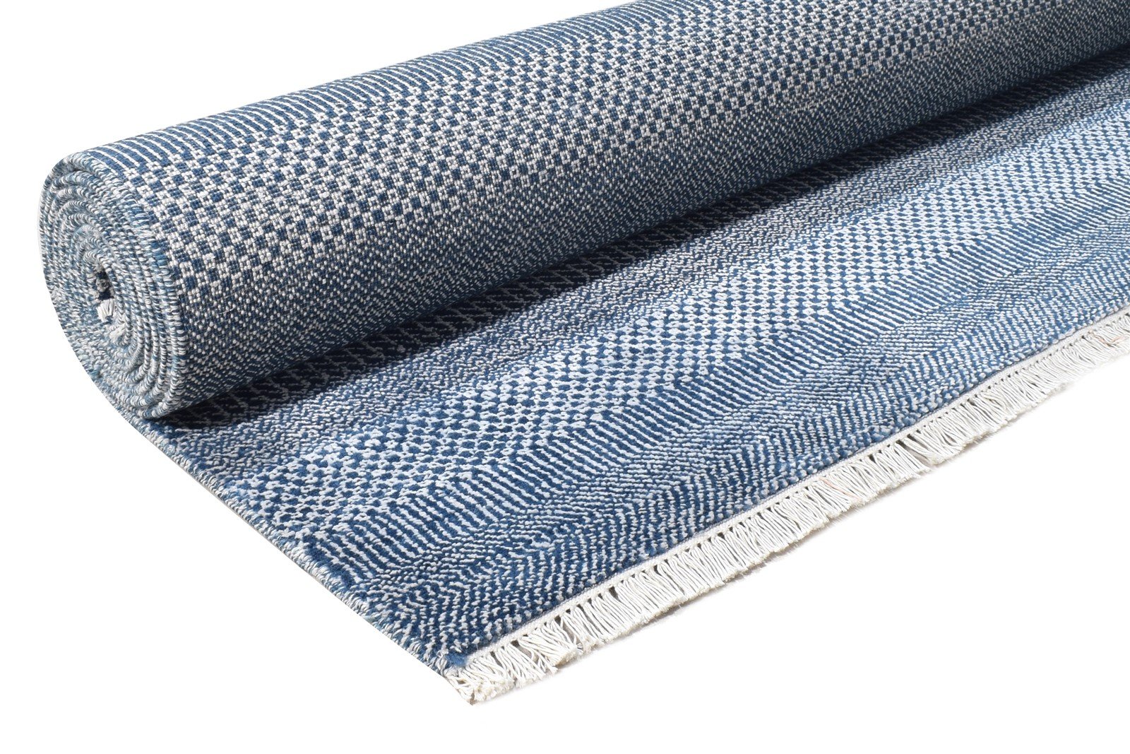 Guinna Blue Wool Rug 8' X 10' Modern Hand Knotted Agra Grass Trellis 7864596856981