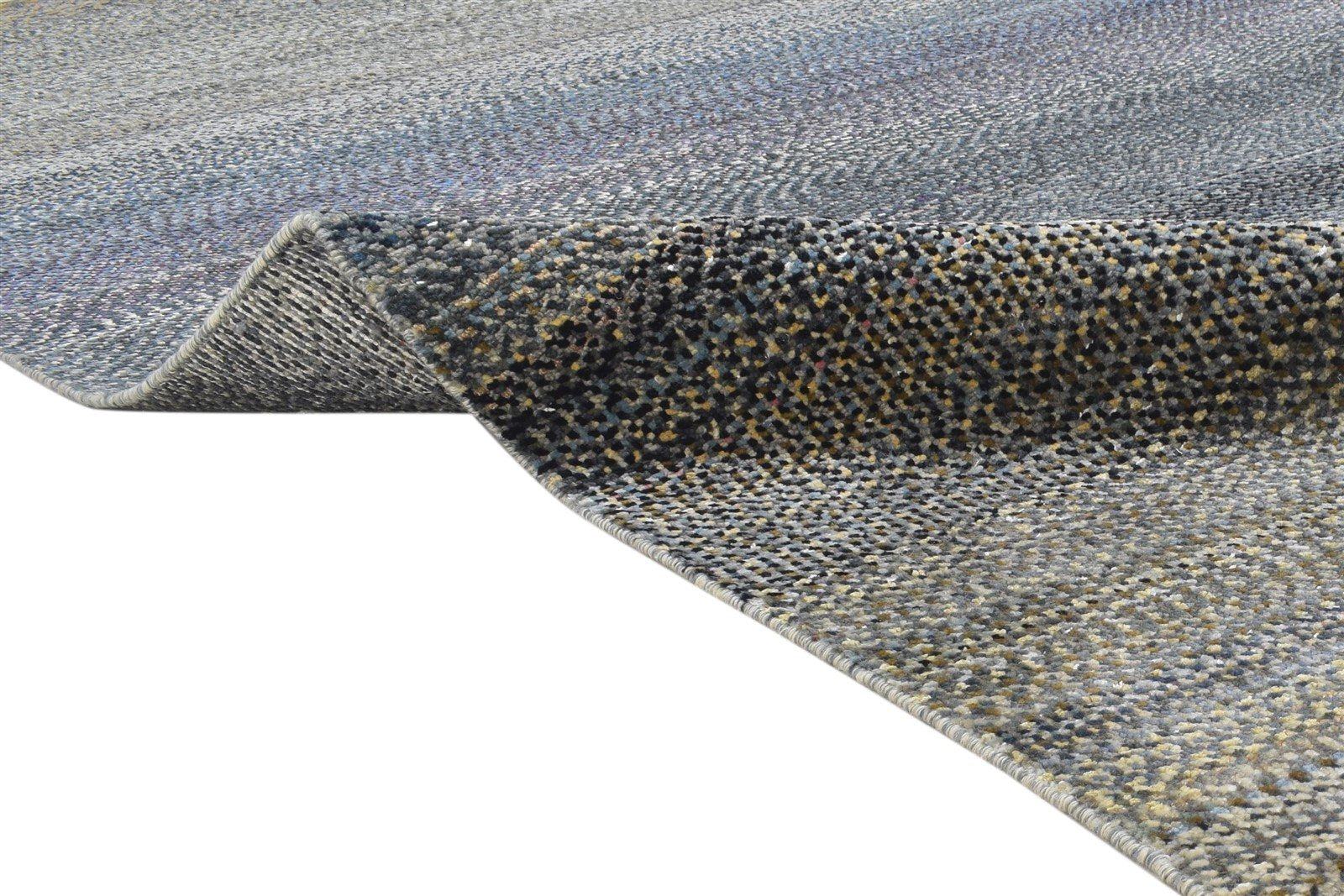 Blue Wool Rug 8' X 10' Modern Hand Knotted Bohemian Abstract Large Carpet 7864314003605
