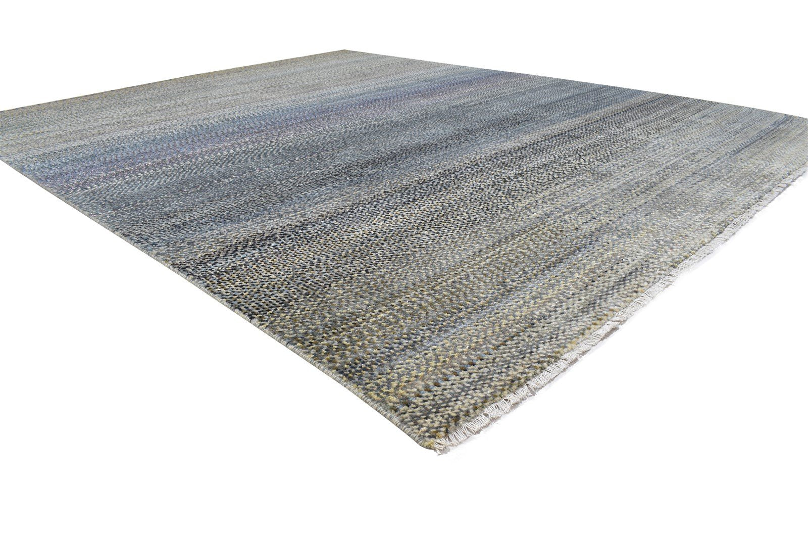 Blue Wool Rug 8' X 10' Modern Hand Knotted Bohemian Abstract Large Carpet 7864314003605