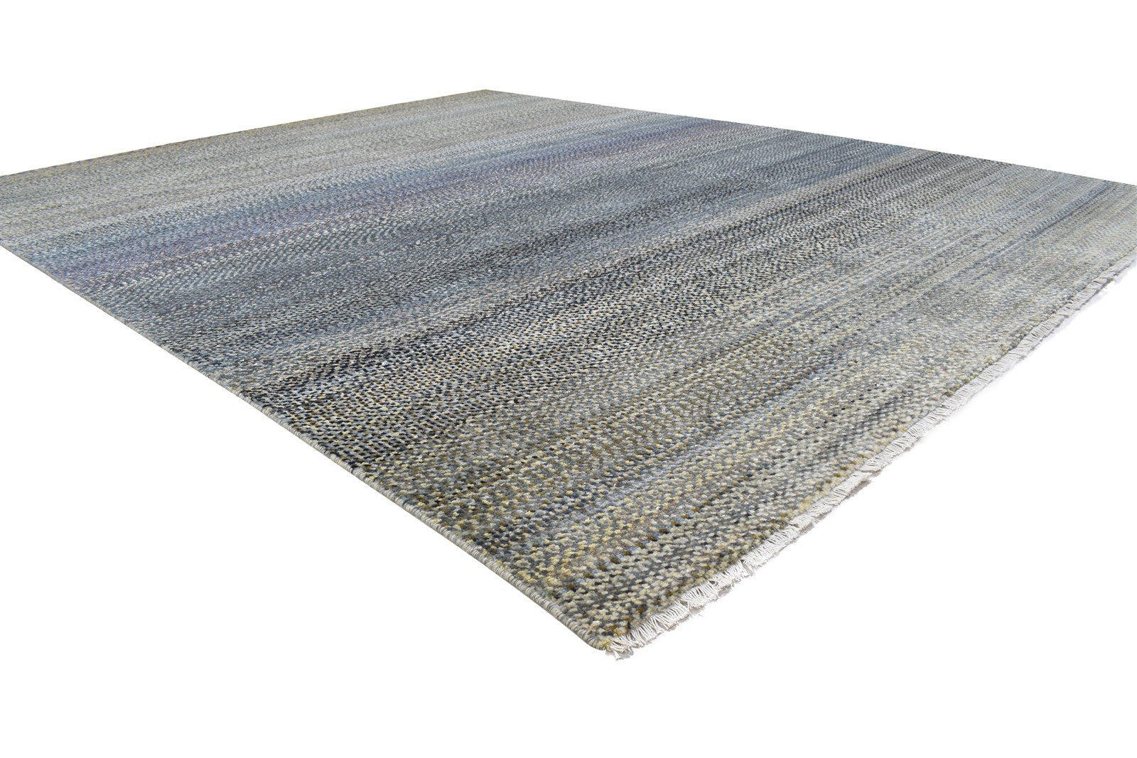 Blue Wool Rug 8' X 10' Modern Hand Knotted Bohemian Abstract Large Carpet 7864314003605