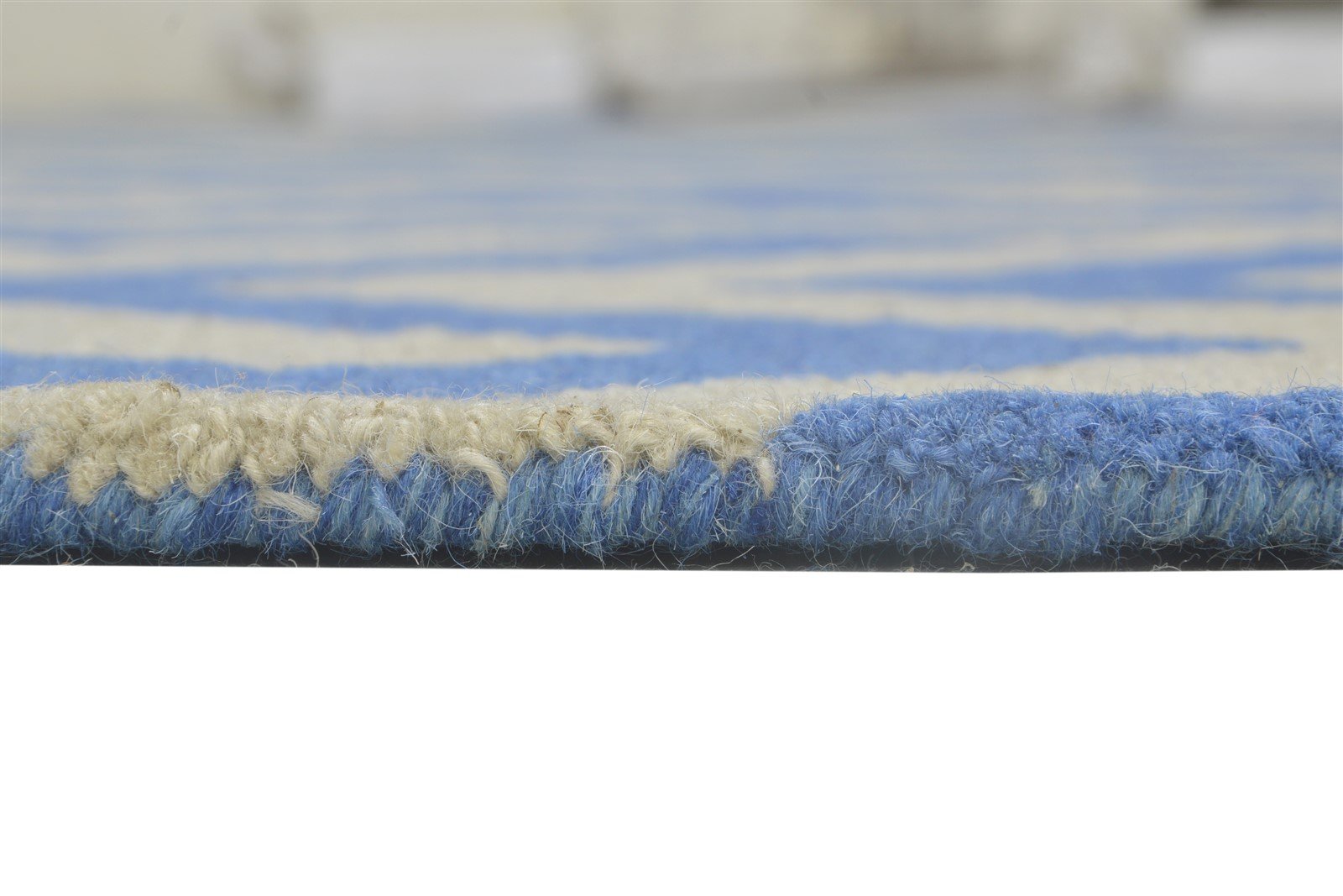 Blue Wool Rug 8' X 10' Modern Hand Tufted Scandinavian Geometric Large Carpet 7864307613845