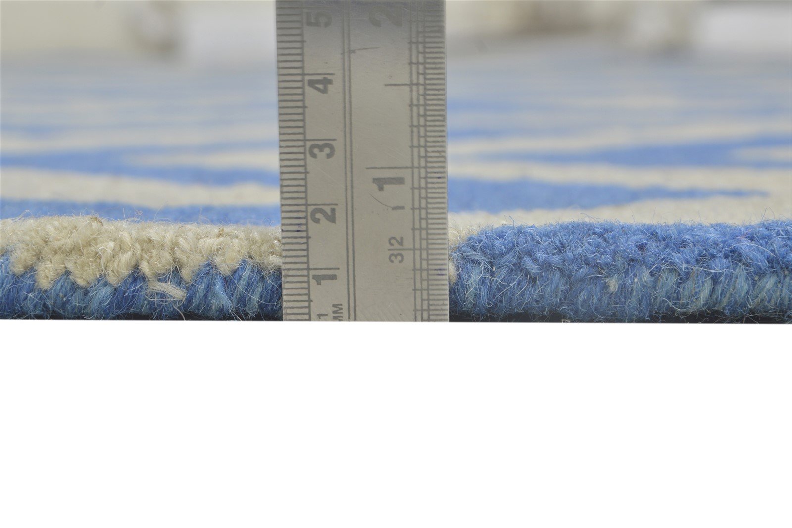 Blue Wool Rug 8' X 10' Modern Hand Tufted Scandinavian Geometric Large Carpet 7864307613845