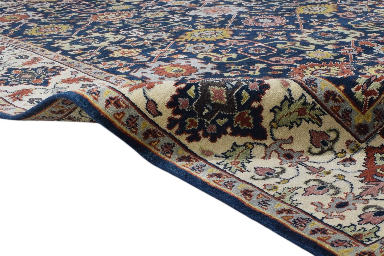 Blue Wool Rug 8' X 10' Persian Hand Knotted Kashan Oriental Large Carpet 7864193450133
