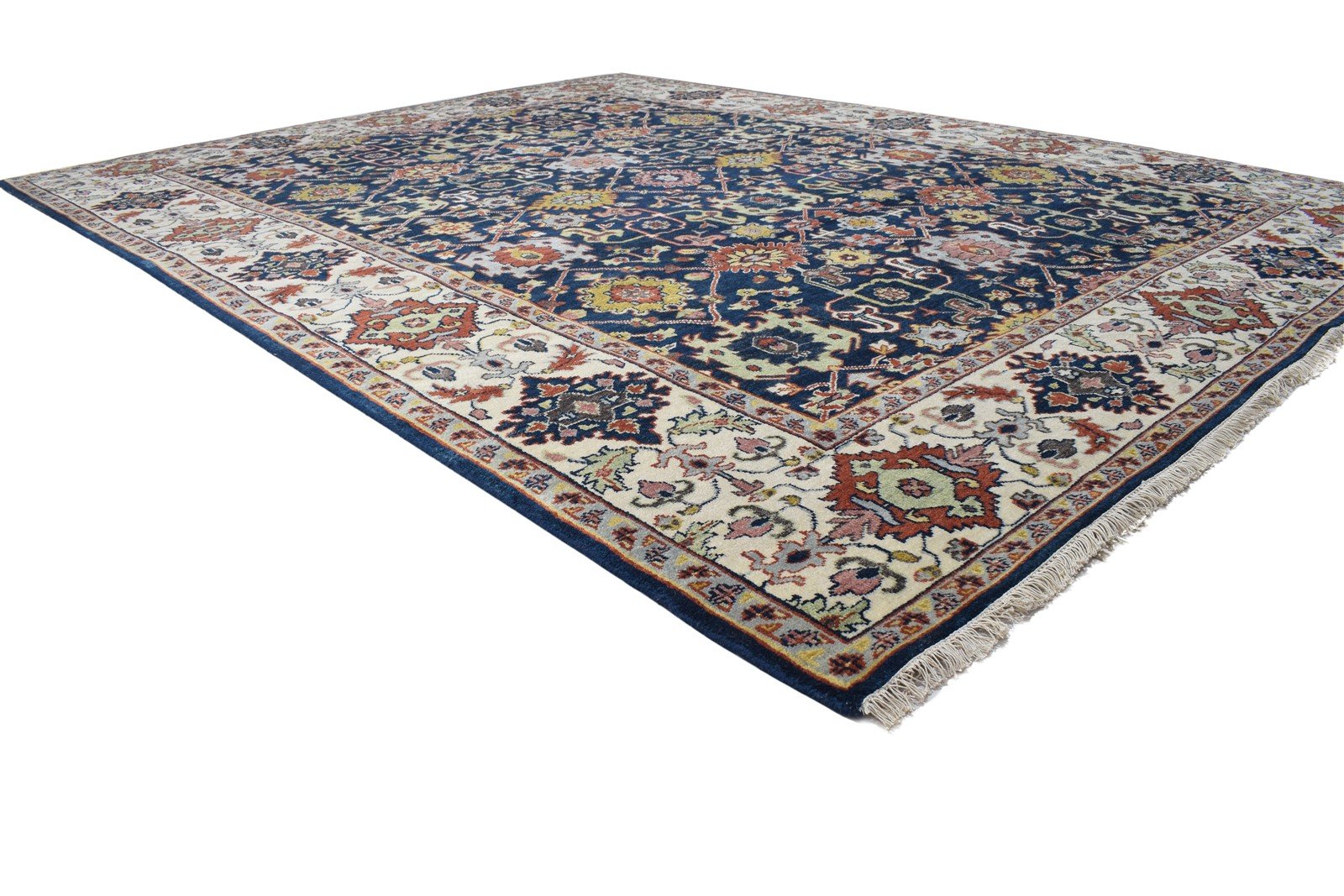Blue Wool Rug 8' X 10' Persian Hand Knotted Kashan Oriental Large Carpet 7864193450133