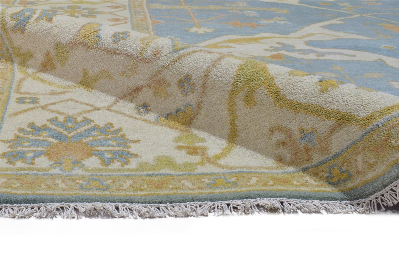 Blue Wool Rug 8' X 10' Persian Hand Knotted Oushak Oriental Large Carpet 7864181850261