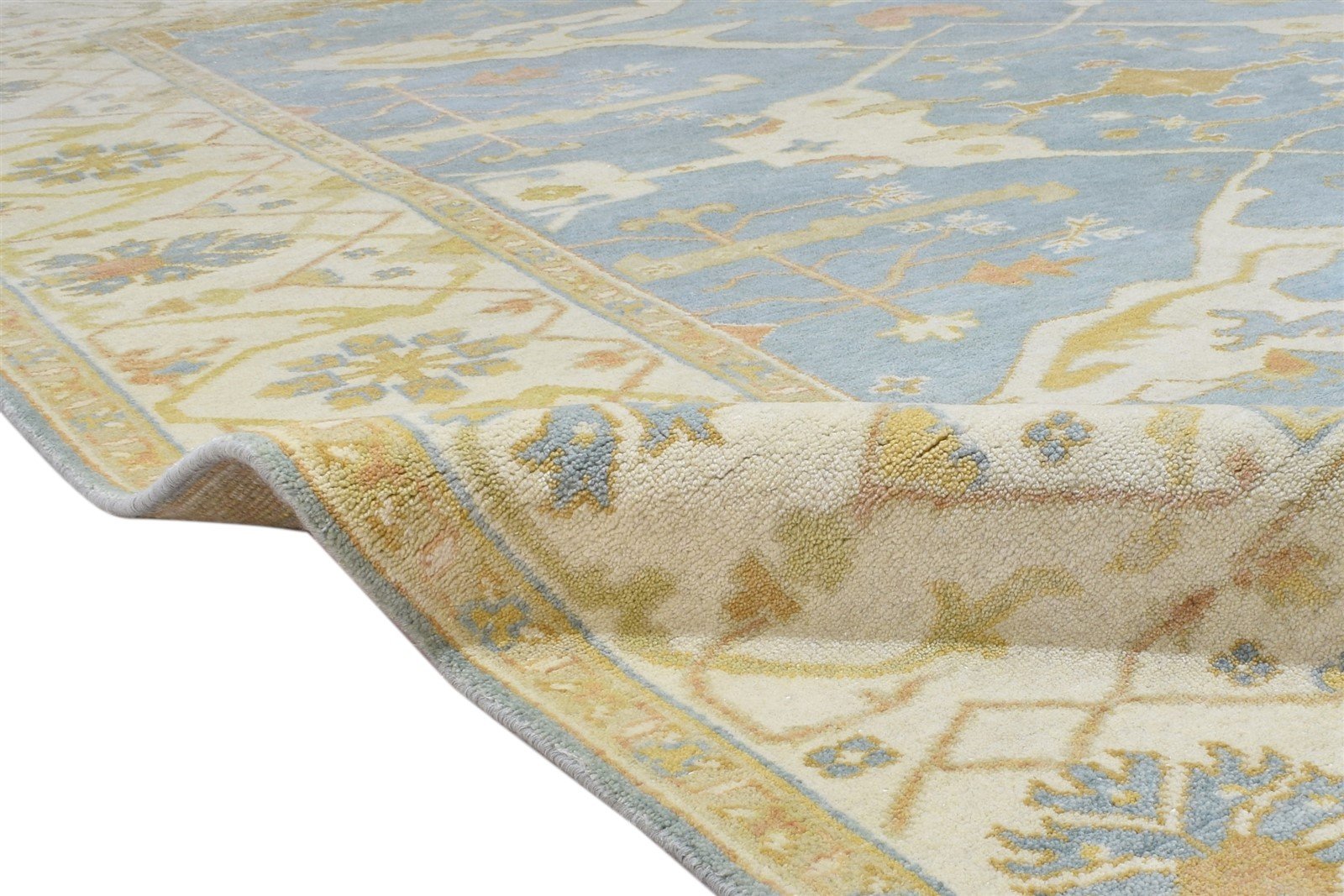 Blue Wool Rug 8' X 10' Persian Hand Knotted Oushak Oriental Large Carpet 7864181850261