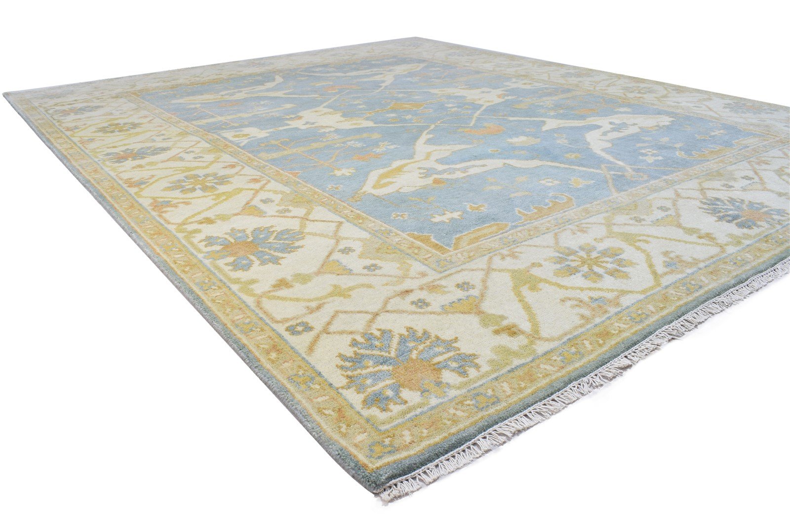 Blue Wool Rug 8' X 10' Persian Hand Knotted Oushak Oriental Large Carpet 7864181850261