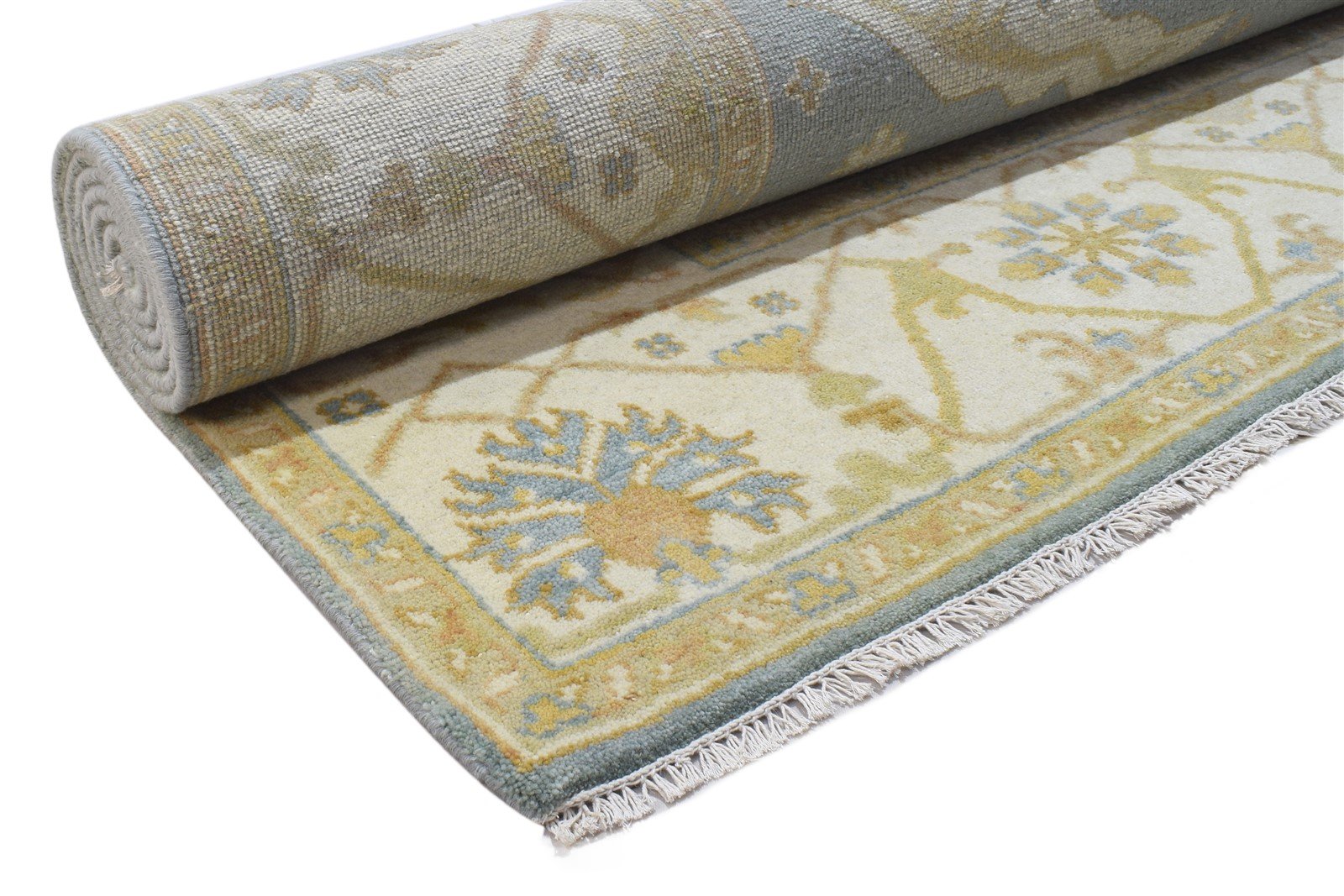 Blue Wool Rug 8' X 10' Persian Hand Knotted Oushak Oriental Large Carpet 7864181850261