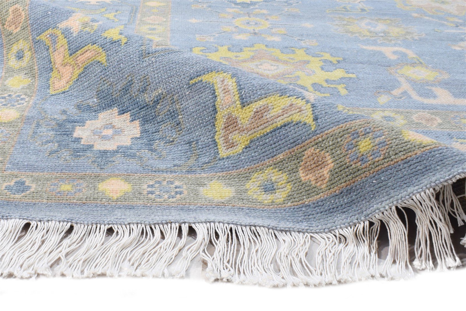 Delora Blue Wool Rug 8' X 10' Persian Hand Knotted Oushak Oriental 7864573296789