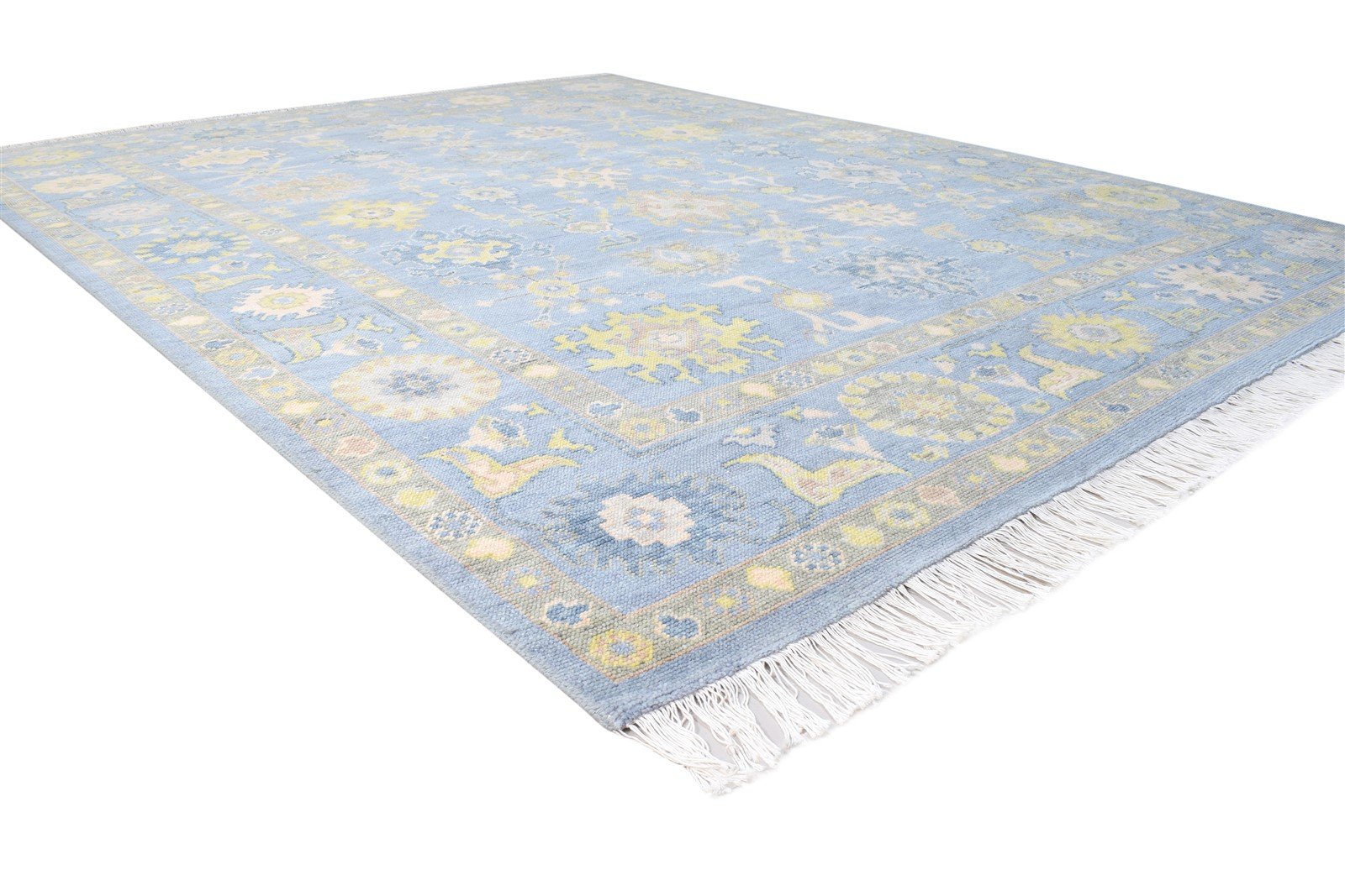 Delora Blue Wool Rug 8' X 10' Persian Hand Knotted Oushak Oriental 7864573296789