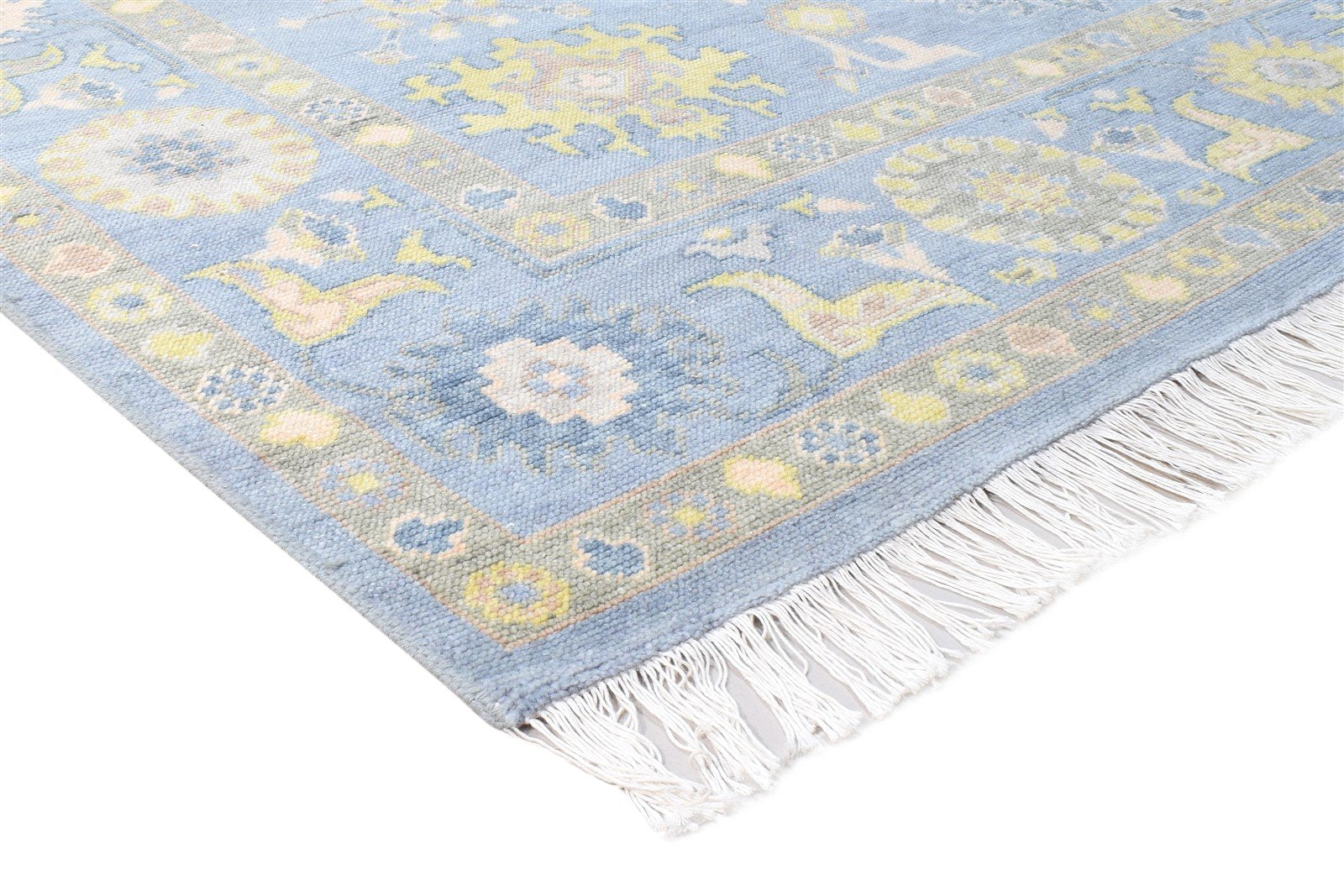 Delora Blue Wool Rug 8' X 10' Persian Hand Knotted Oushak Oriental 7864573296789