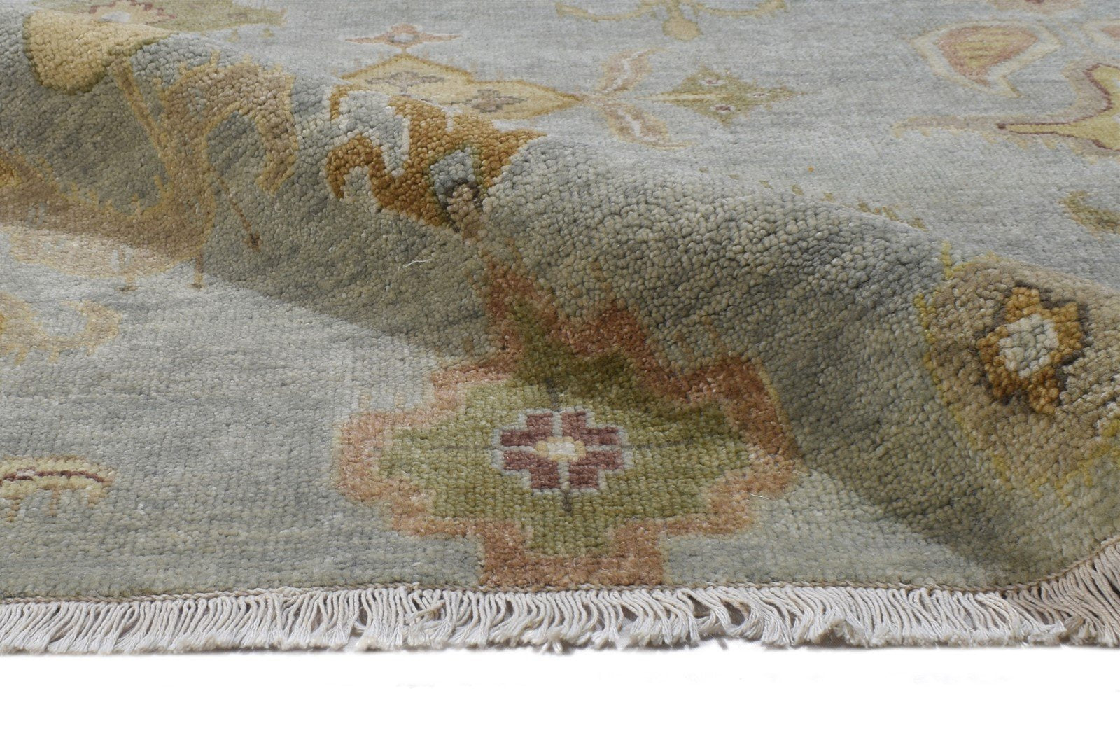 Blue Wool Rug 8' X 9' Persian Hand Knotted Malayar Oriental Large Carpet 7864497176725