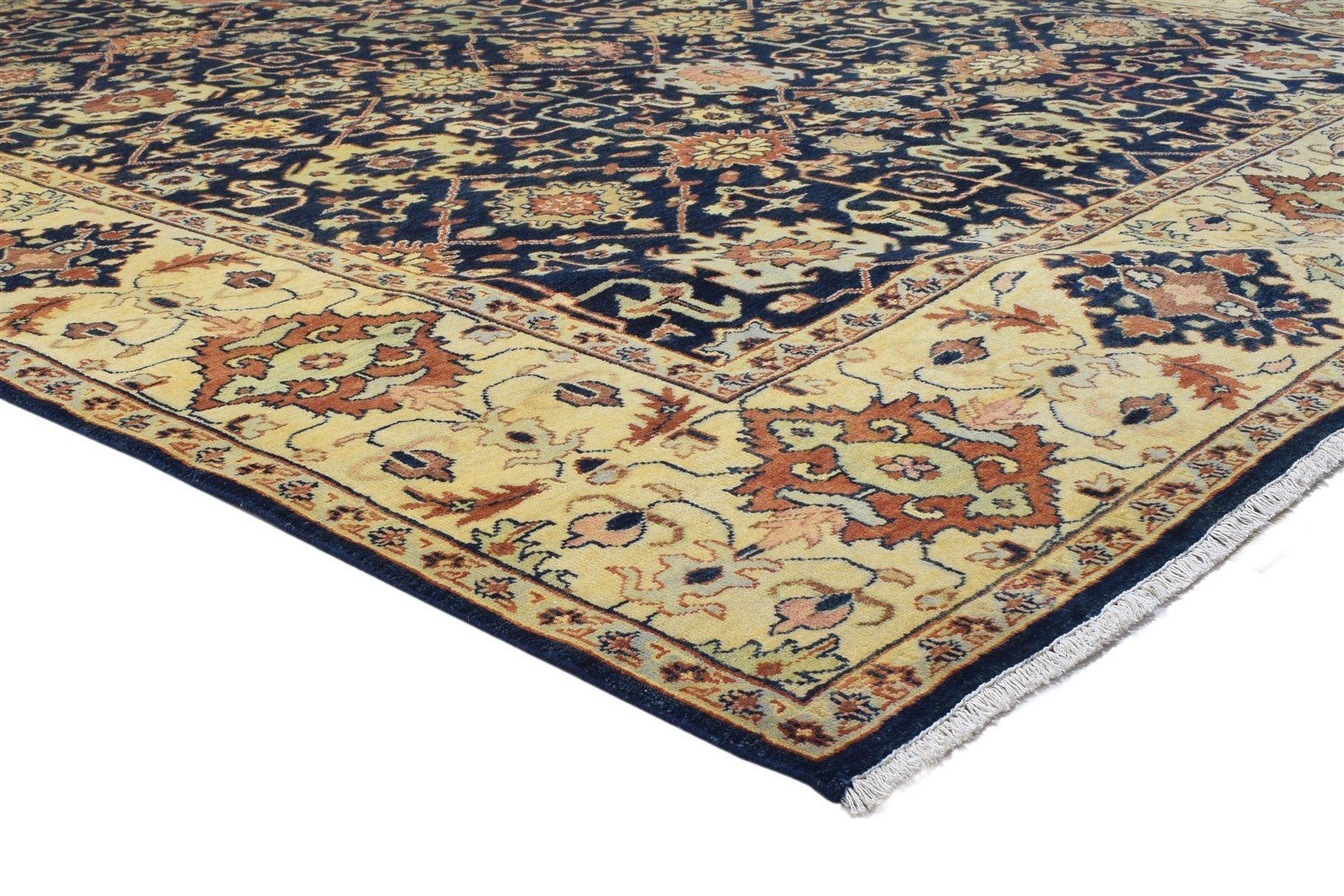 Blue Wool Rug 9' X 12' Persian Hand Knotted Kashan Oriental Large Carpet 7864201085077