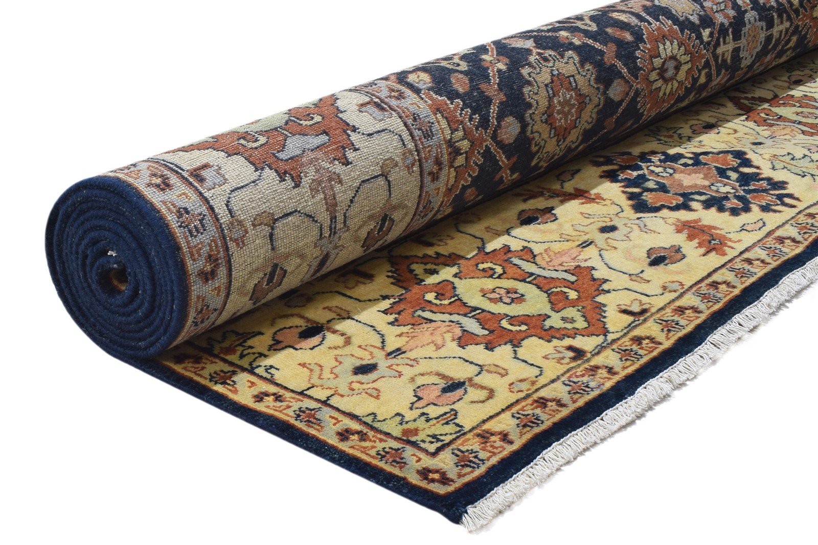 Blue Wool Rug 9' X 12' Persian Hand Knotted Kashan Oriental Large Carpet 7864201085077