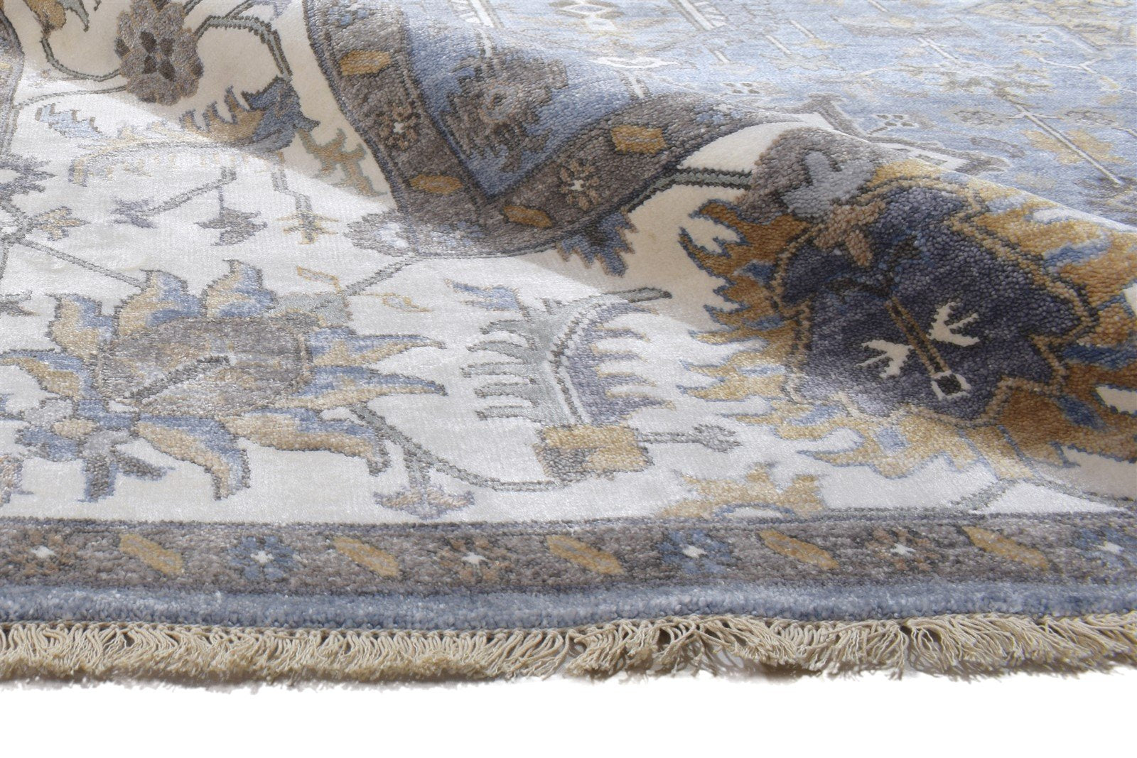 Blue Wool Rug 9' X 12' Persian Hand Knotted Kazak Oriental Large Carpet 7864193122453