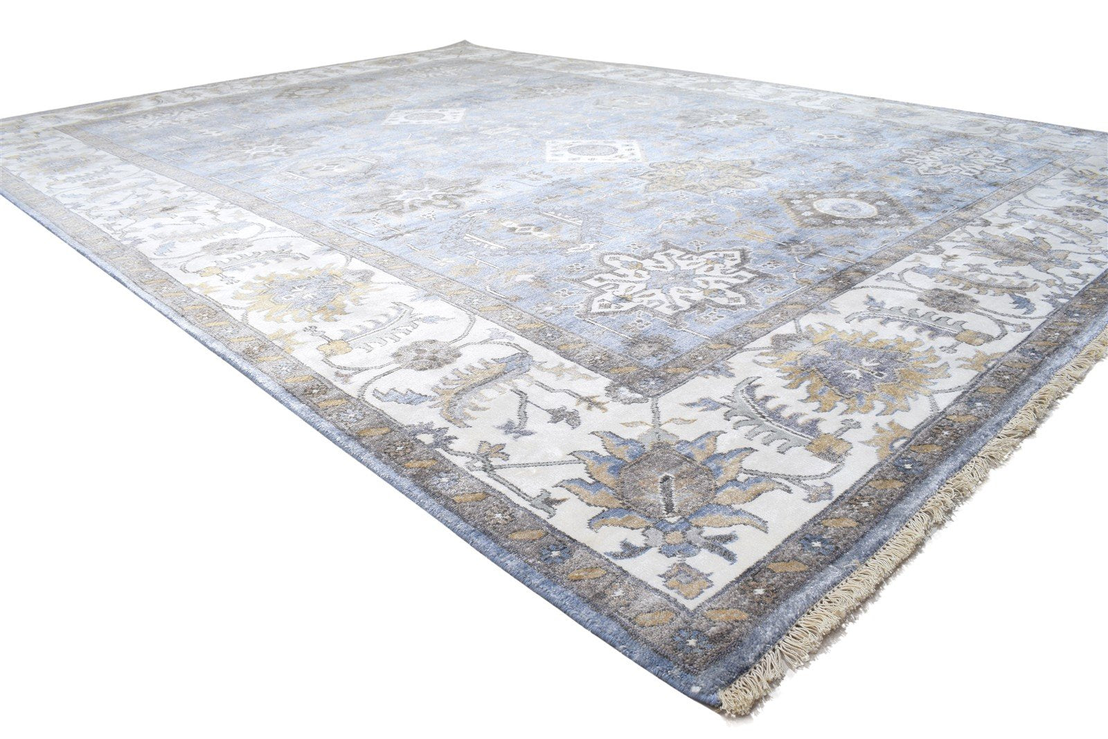 Blue Wool Rug 9' X 12' Persian Hand Knotted Kazak Oriental Large Carpet 7864193122453