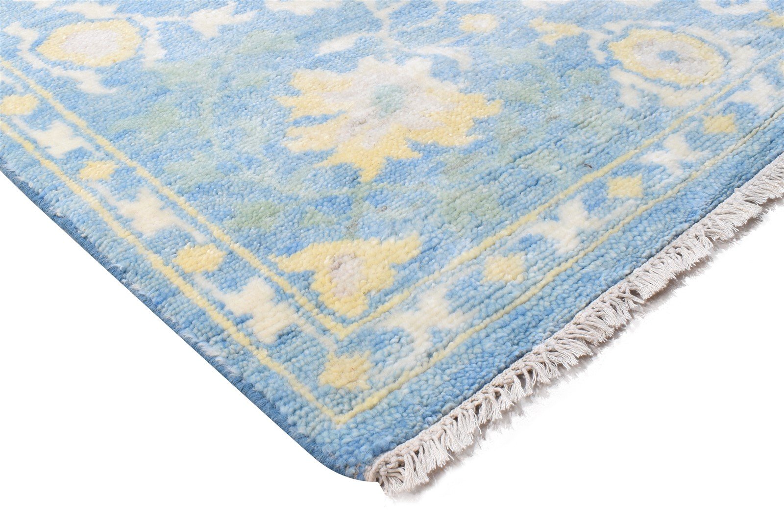 Blue Wool Rug 9' X 12' Persian Hand Knotted Oushak Oriental Extra Large Carpet 7864969658517