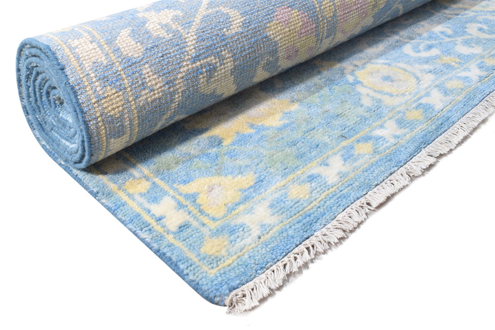 Blue Wool Rug 9' X 12' Persian Hand Knotted Oushak Oriental Extra Large Carpet 7864969658517