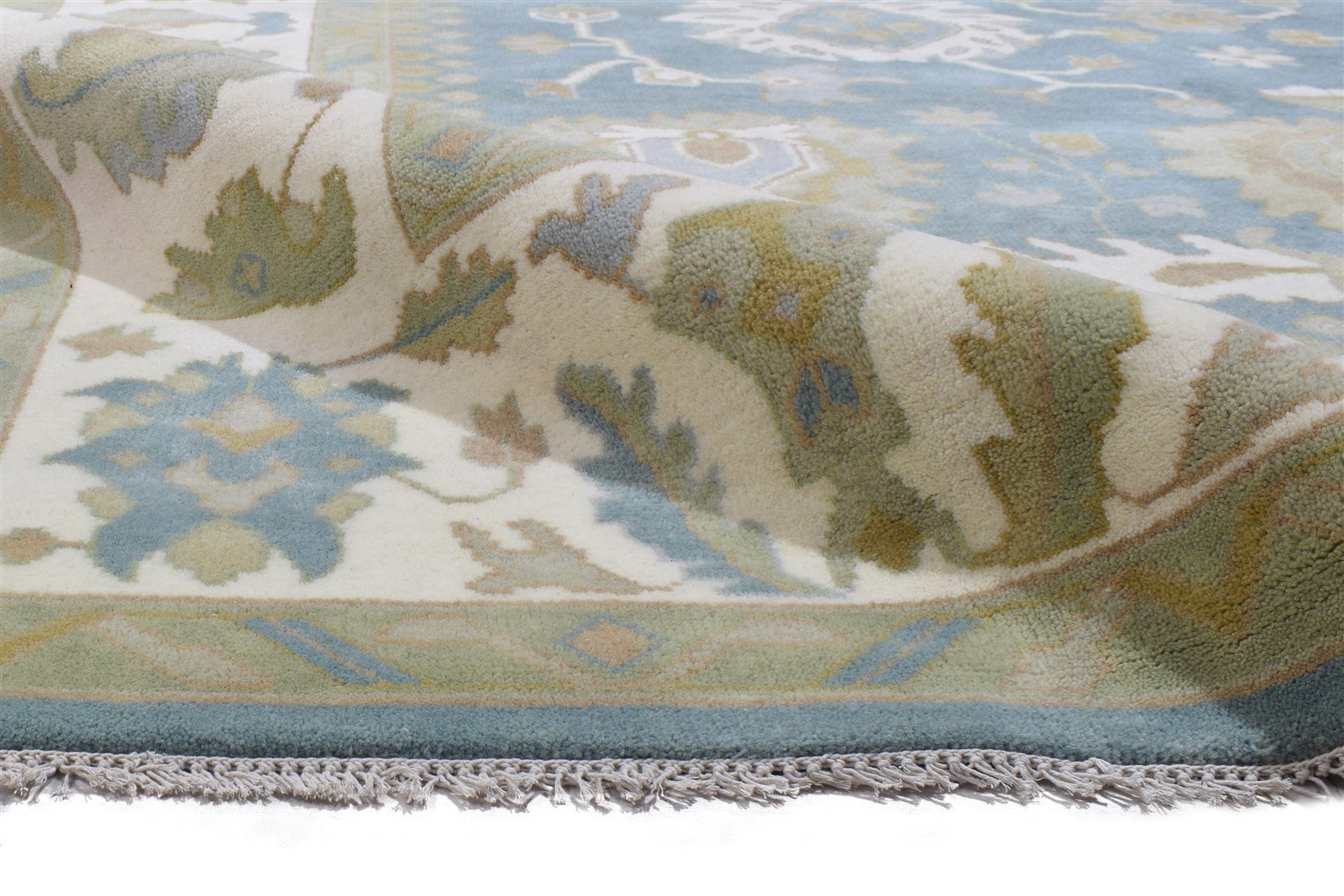Blue Wool Rug 9' X 12' Persien Hand Knotted Oushak Oriental Large Carpet 7864327536789