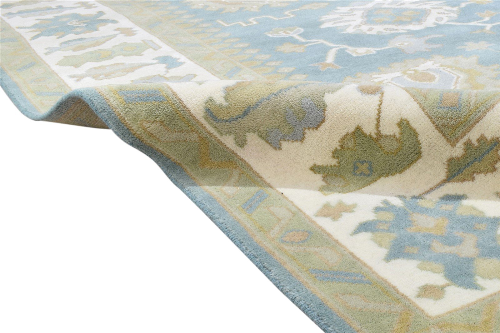 Blue Wool Rug 9' X 12' Persien Hand Knotted Oushak Oriental Large Carpet 7864327536789