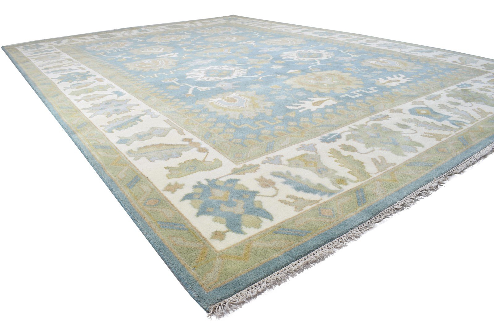 Blue Wool Rug 9' X 12' Persien Hand Knotted Oushak Oriental Large Carpet 7864327536789
