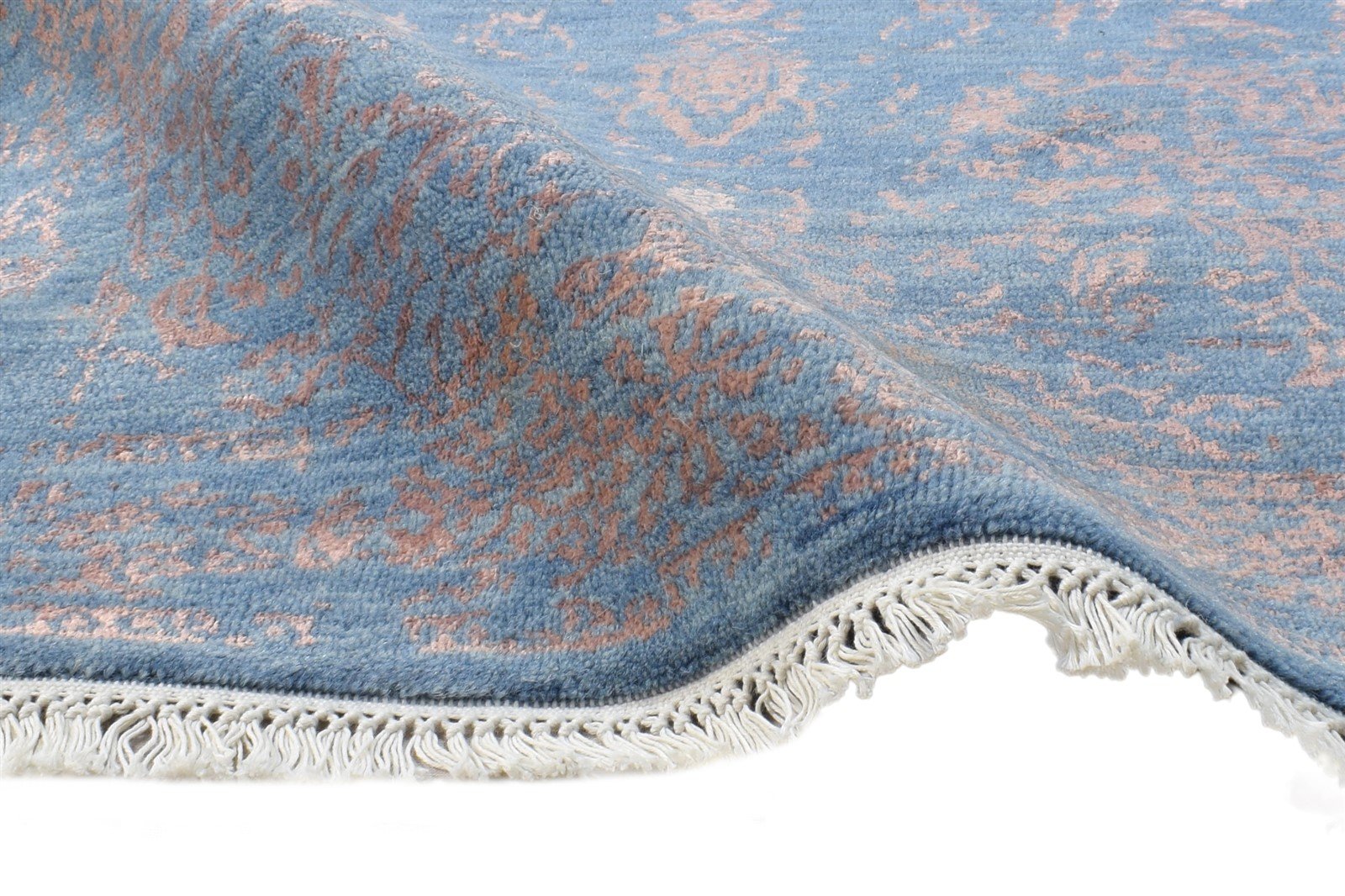 Blue Wool / Silk Rug 2'6"x4 Modern Hand Knotted Oriental Abstract Small Carpet 7864590434453