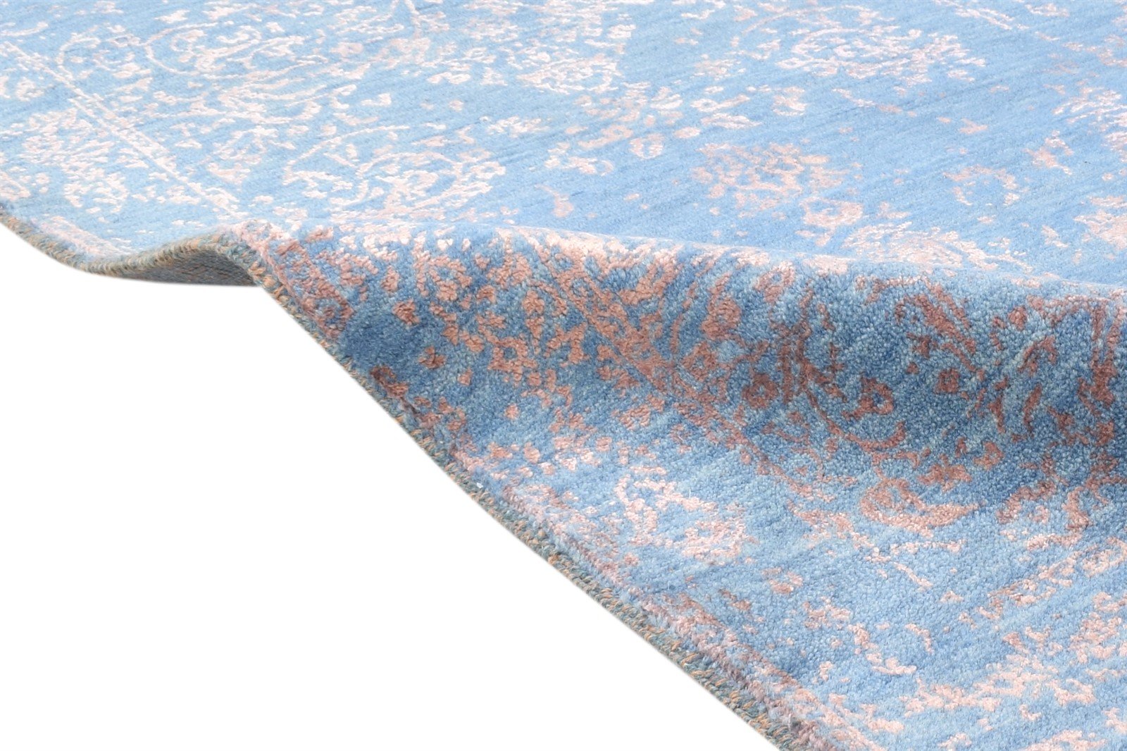 Blue Wool / Silk Rug 2'6"x4 Modern Hand Knotted Oriental Abstract Small Carpet 7864590434453