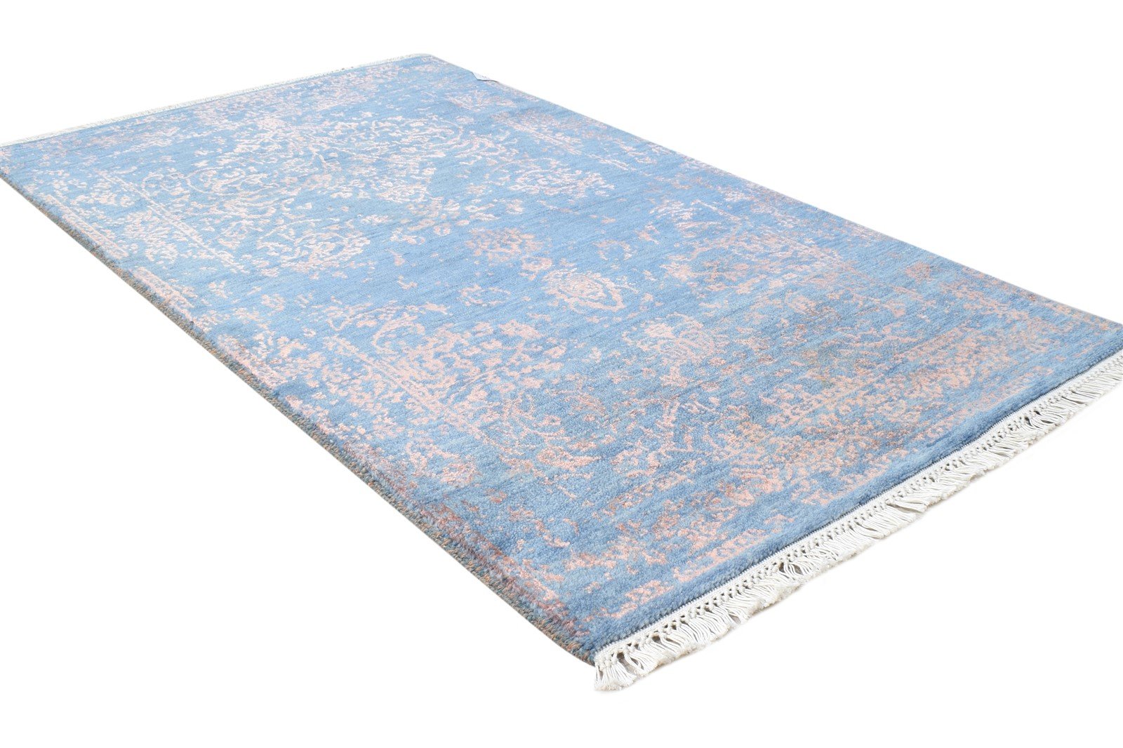 Blue Wool / Silk Rug 2'6"x4 Modern Hand Knotted Oriental Abstract Small Carpet 7864590434453