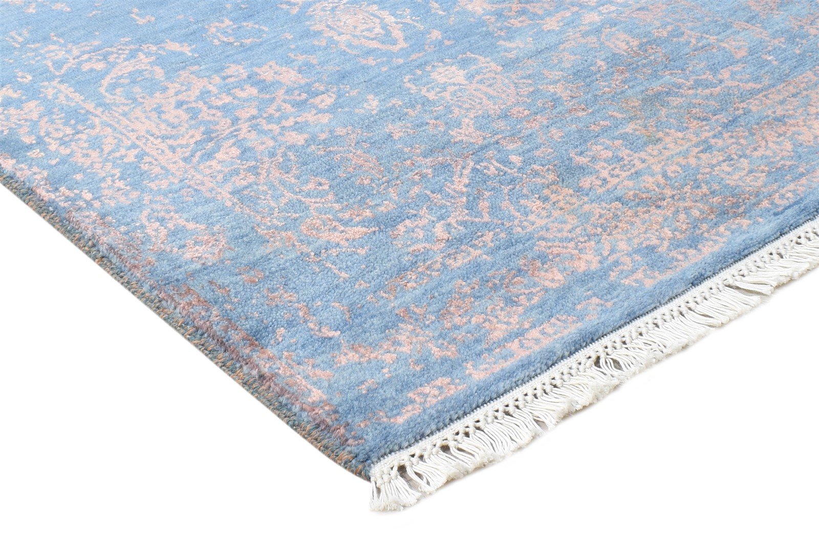 Blue Wool / Silk Rug 2'6"x4 Modern Hand Knotted Oriental Abstract Small Carpet 7864590434453