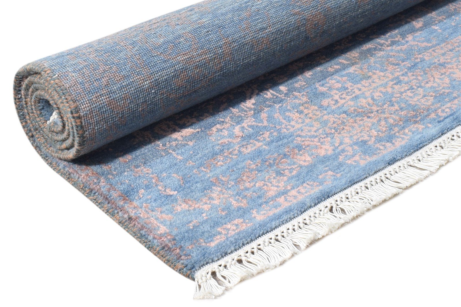 Blue Wool / Silk Rug 2'6"x4 Modern Hand Knotted Oriental Abstract Small Carpet 7864590434453