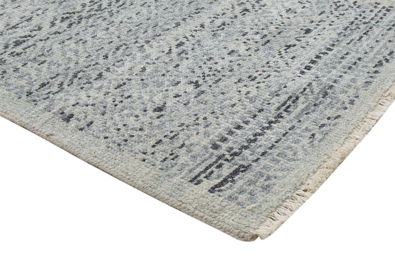 Blue Wool Silk Rug 2' X 3' Modern Hand Knotted Moroccan Trellis Small Carpet 7864086069397