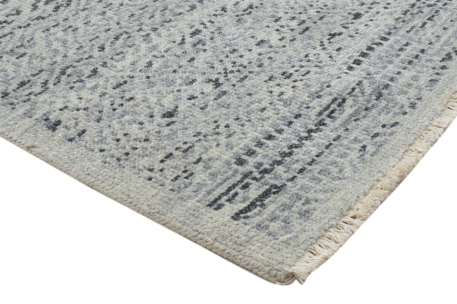 Blue Wool Silk Rug 2' X 3' Modern Hand Knotted Moroccan Trellis Small Carpet 7864086069397