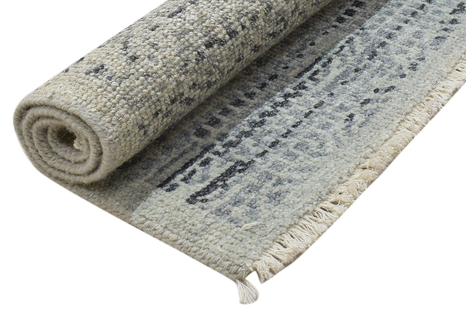 Blue Wool Silk Rug 2' X 3' Modern Hand Knotted Moroccan Trellis Small Carpet 7864086069397