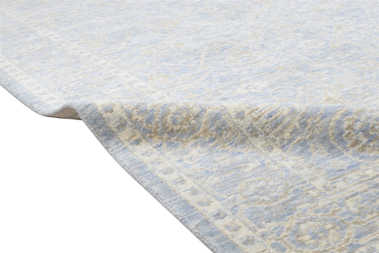 Blue Wool Silk Rug 5X8 Modern Jacquard Loom Oushak Oriental Room Size Carpet 7864145379477
