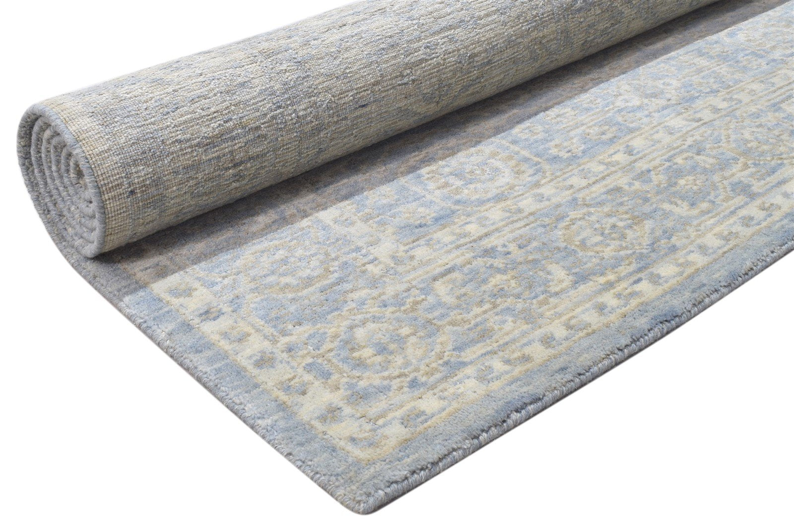 Blue Wool Silk Rug 5X8 Modern Jacquard Loom Oushak Oriental Room Size Carpet 7864145379477