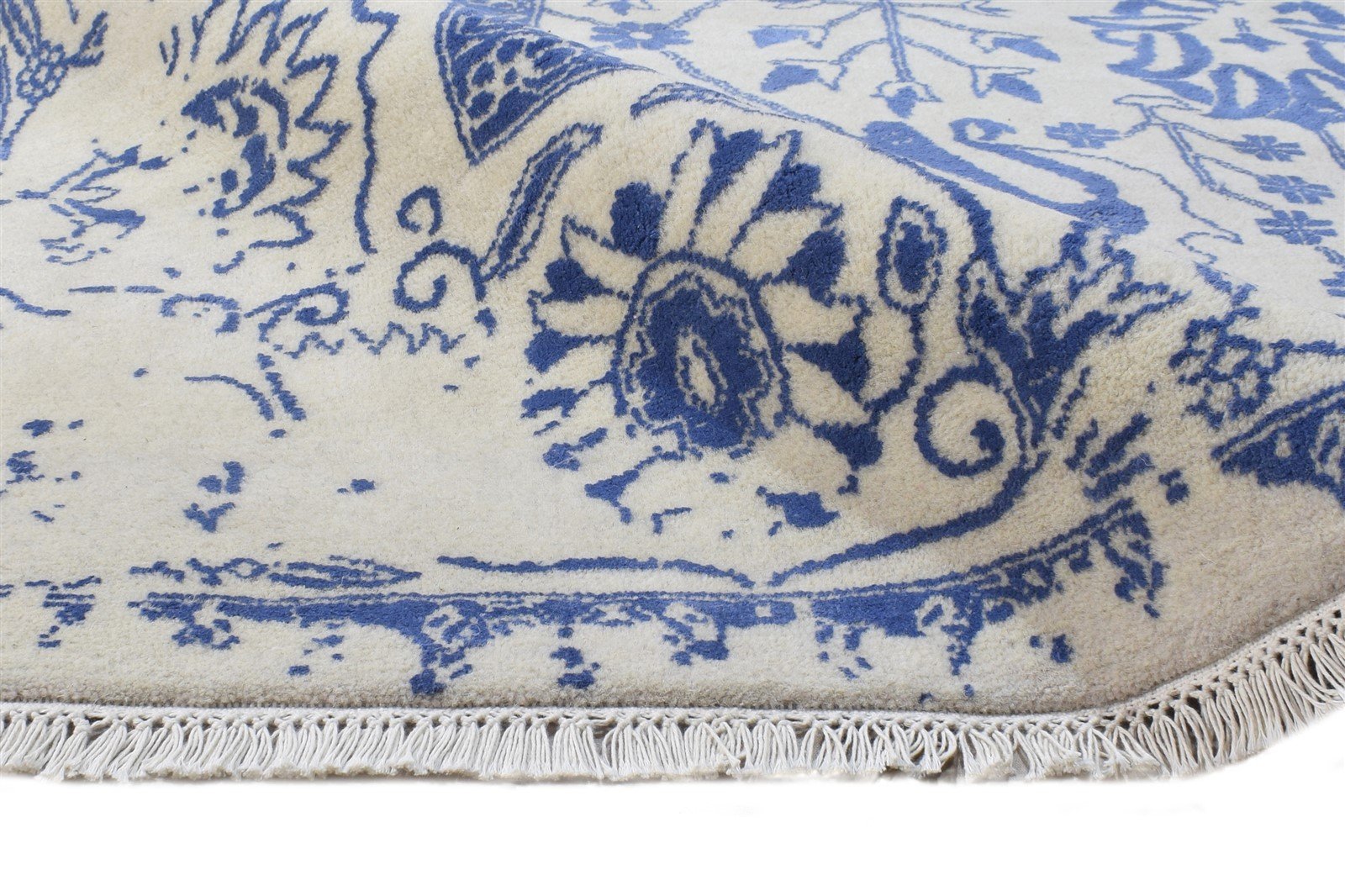 Blue Wool / Silk Rug 9X12 Persian Hand Knotted Oushak Oriental Extra Large 7864614060181