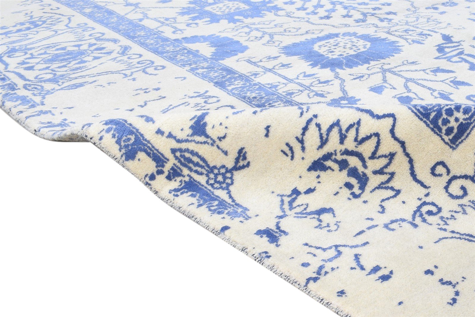 Blue Wool / Silk Rug 9X12 Persian Hand Knotted Oushak Oriental Extra Large 7864614060181