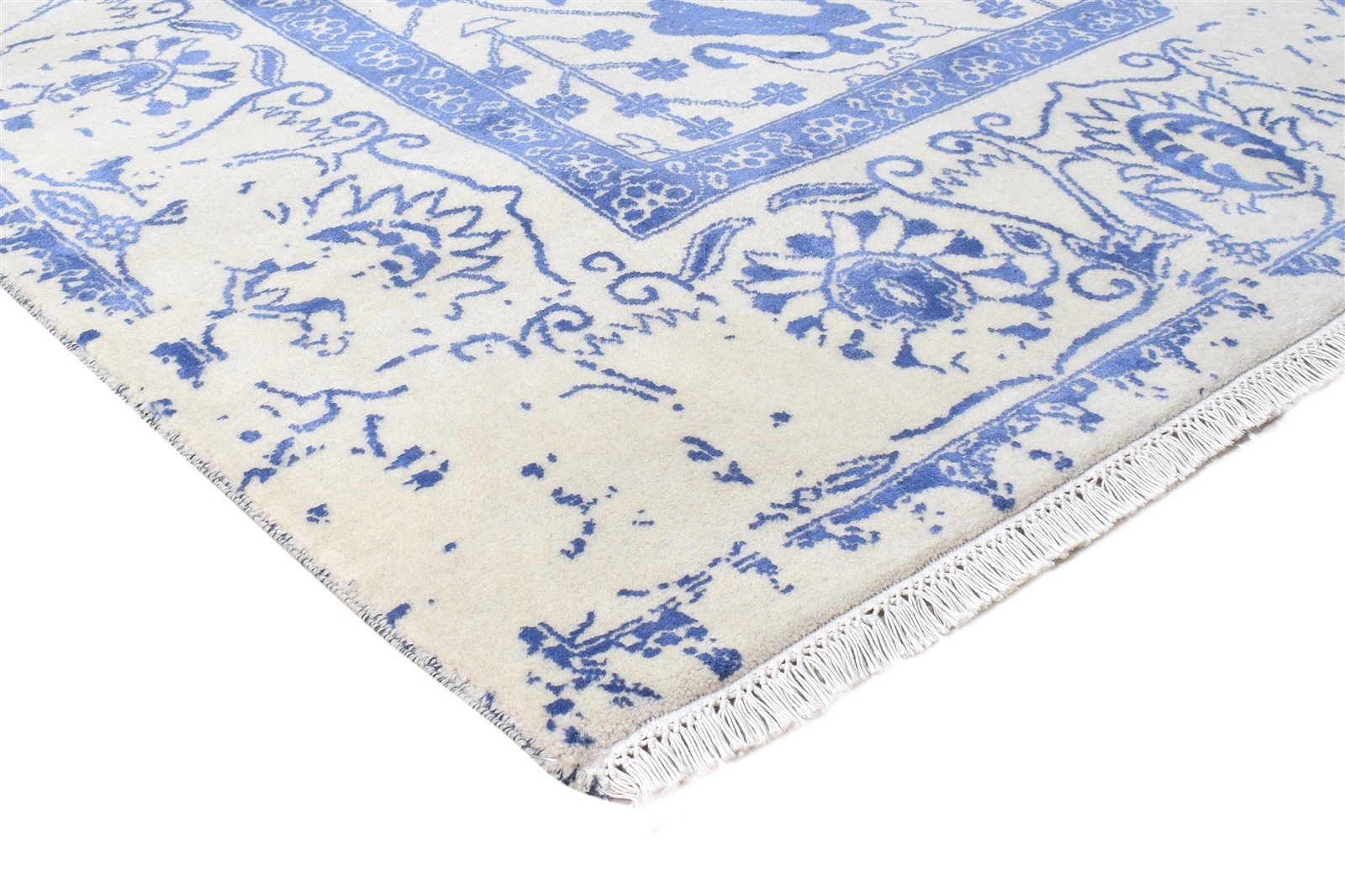 Blue Wool / Silk Rug 9X12 Persian Hand Knotted Oushak Oriental Extra Large 7864614060181