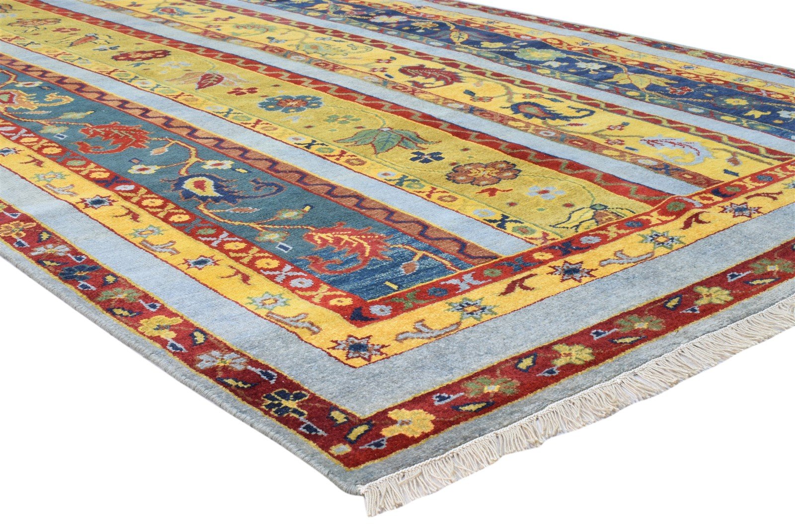 Bobette Wool Multi Color Rug 6X9 Persian Hand Knotted Turkish Striped 7860676034709
