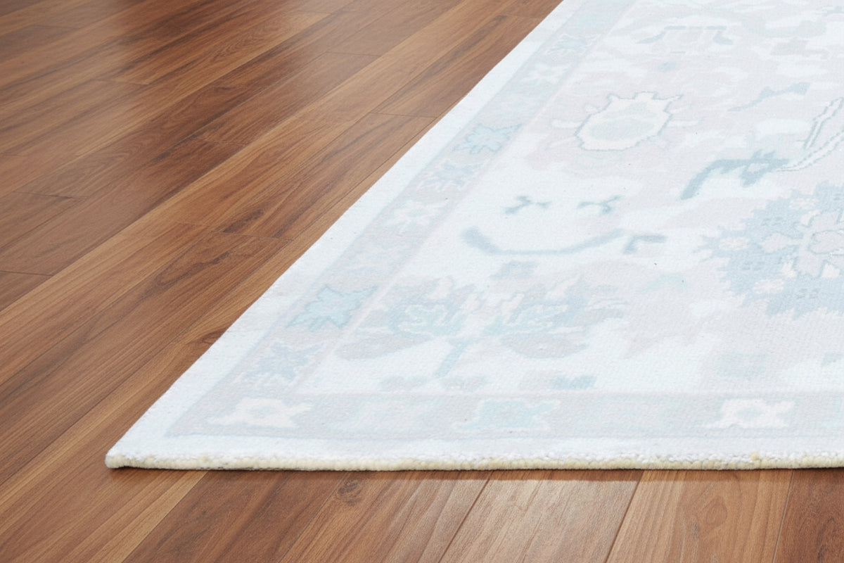 Botanical Oushak Handmade Creamy Ivory Area Rug – Modern Classic Persian Style 9170564022421