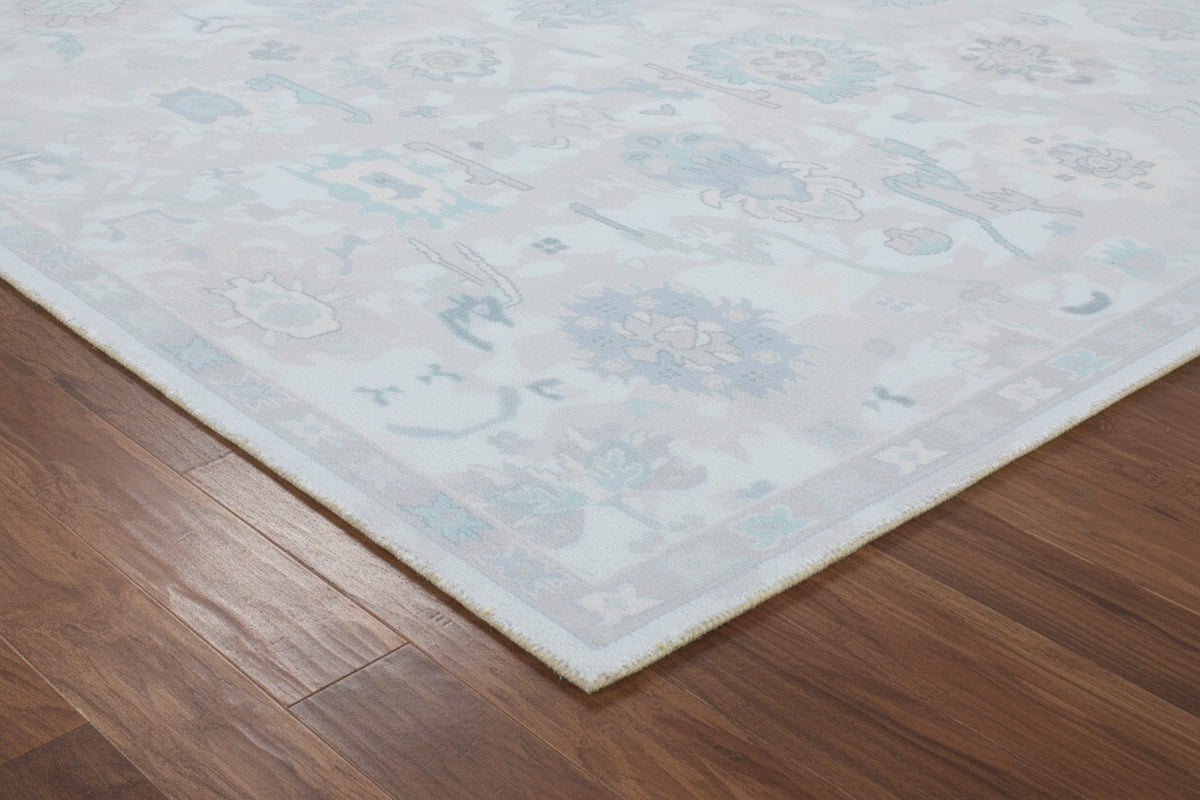 Botanical Oushak Handmade Creamy Ivory Area Rug – Modern Classic Persian Style 9170564022421