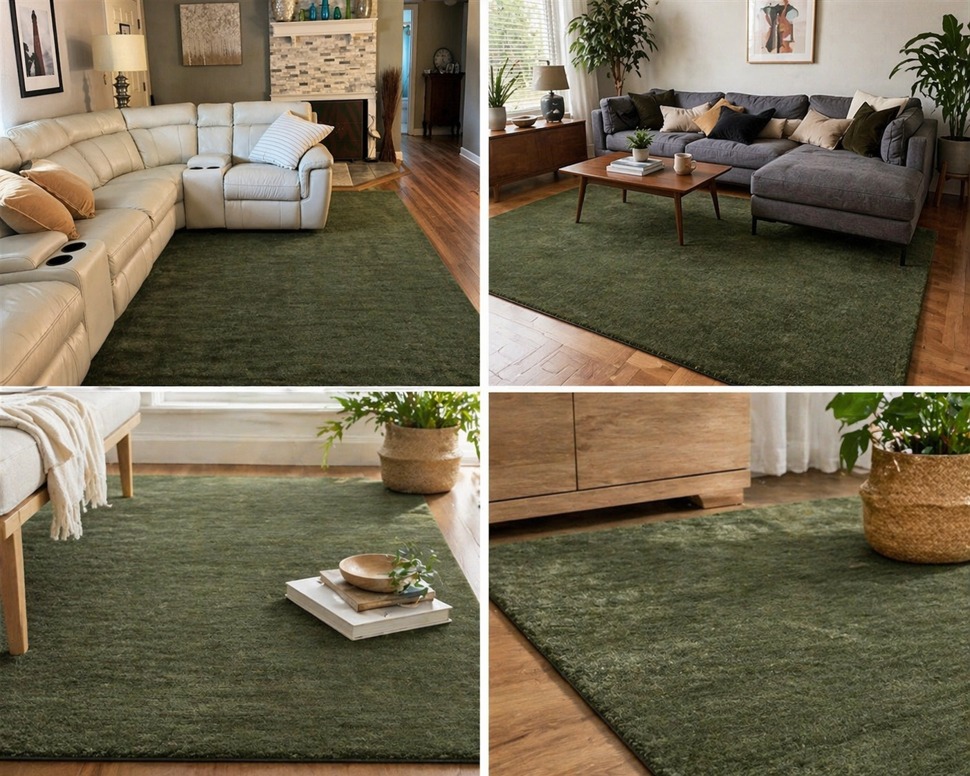 Bronze Green Area Rug for Bedroom, Modern Rug, Solid Color Wool rug for living Room Baxter Rug 8448800915605