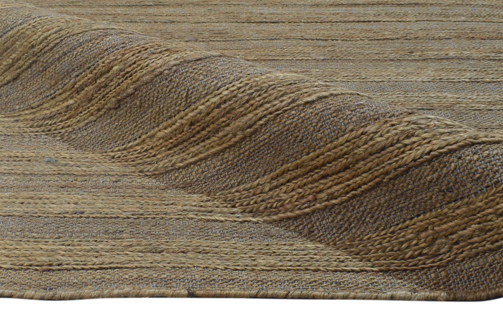 Brown Jute Rug 9' X 12' Modern Braided Scandinavian Striped Large Carpet 7864788484245