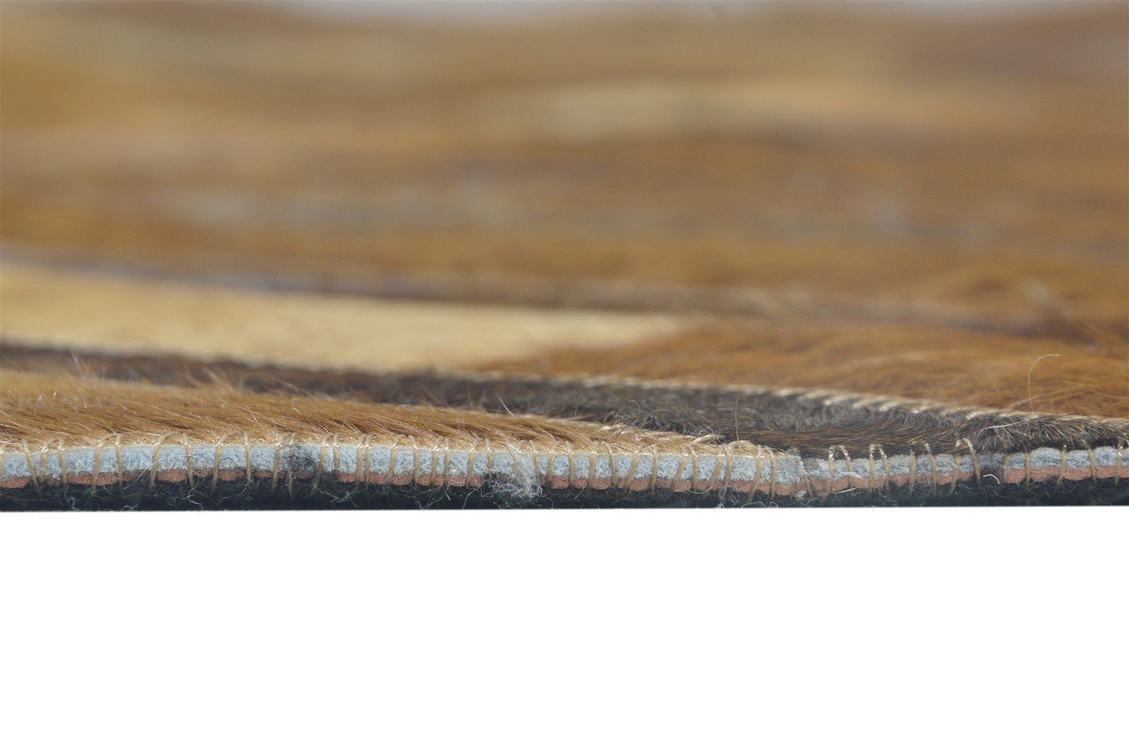Brown Leather / Cotton Rug 5X8 Modern Hand Woven Scandinavian Striped Room Size 7864115921045