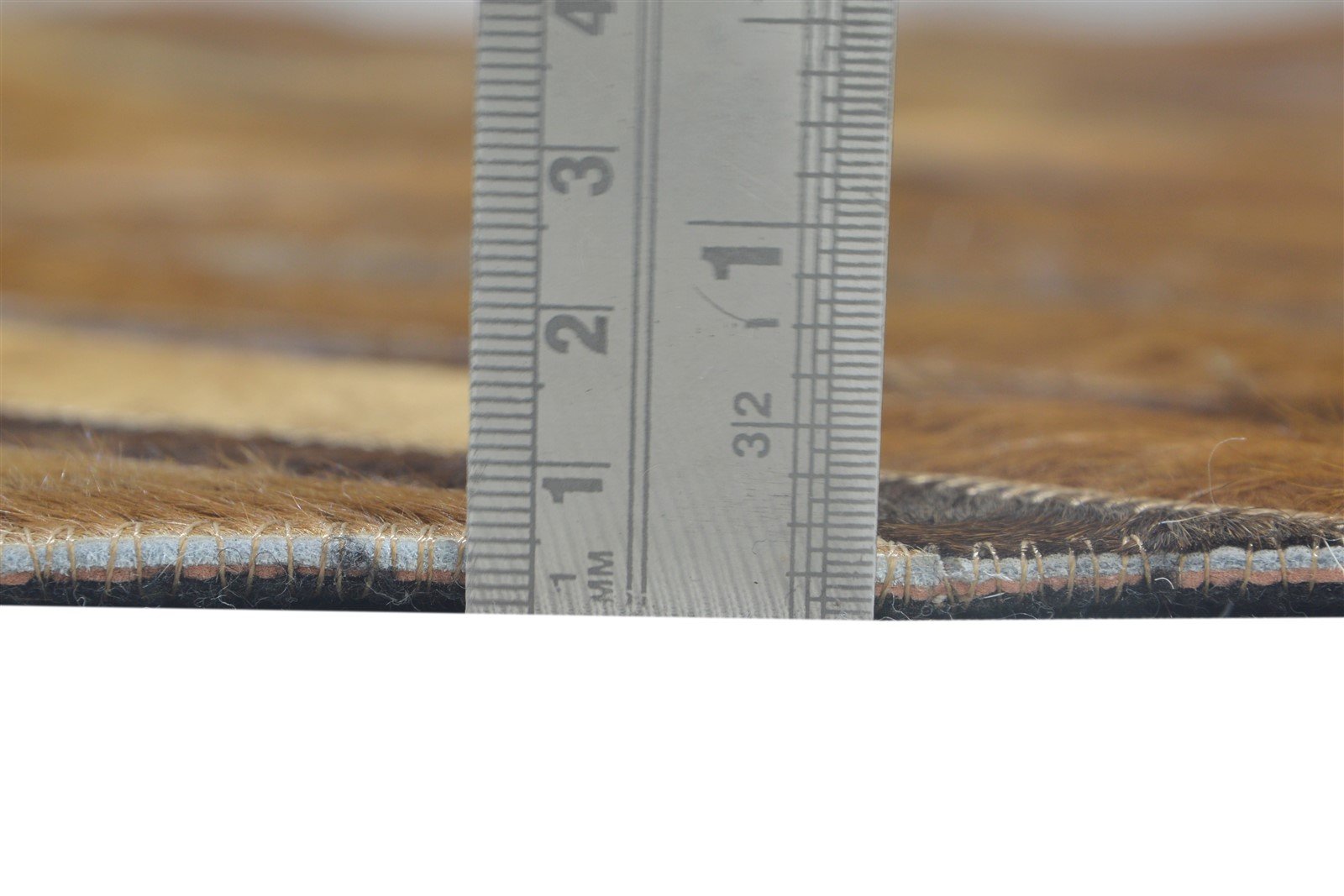 Brown Leather / Cotton Rug 5X8 Modern Hand Woven Scandinavian Striped Room Size 7864115921045