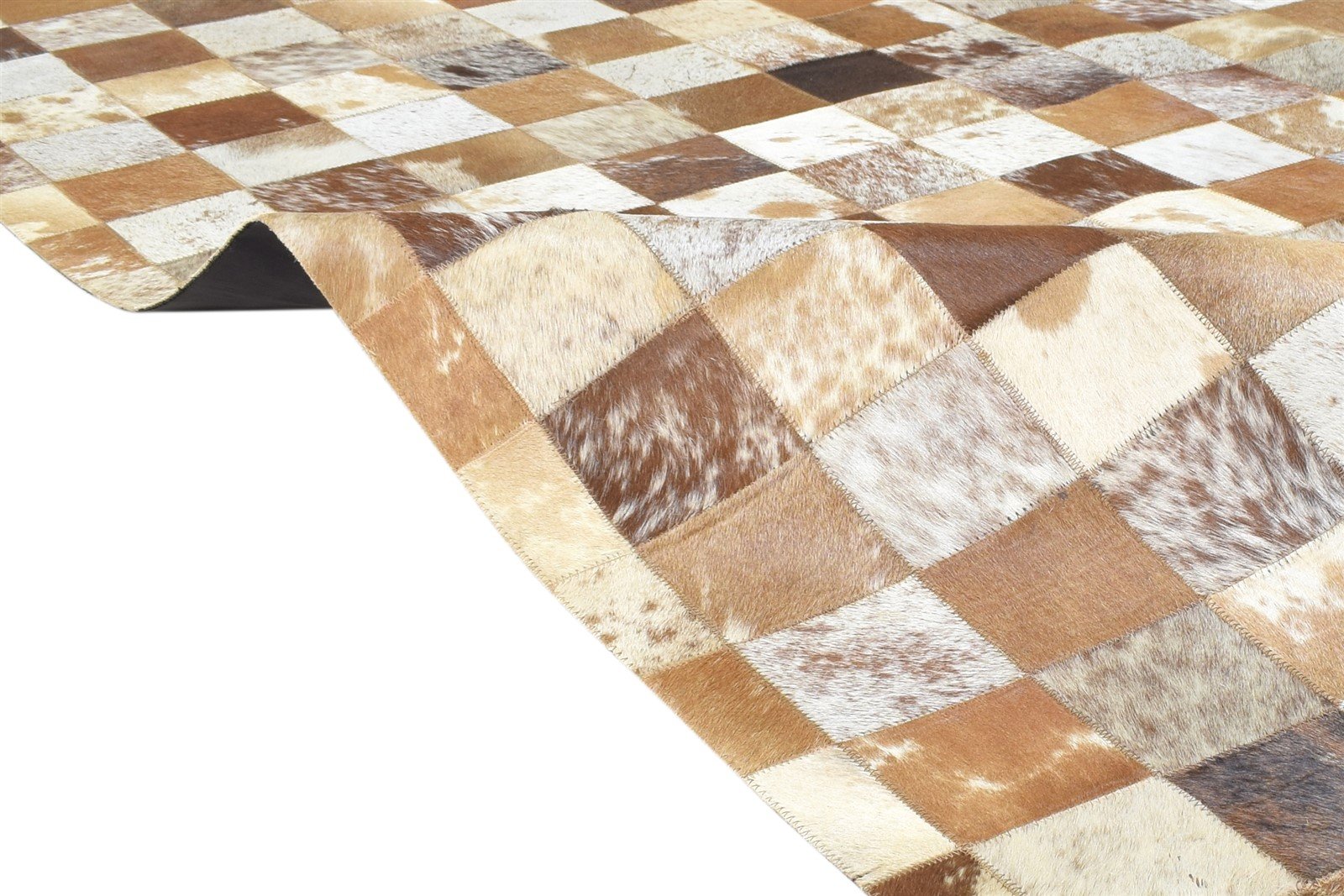 Brown Leather Rug 4X6 Modern Flatweave Scandinavian Geometric Room Size Carpet 7864581488789
