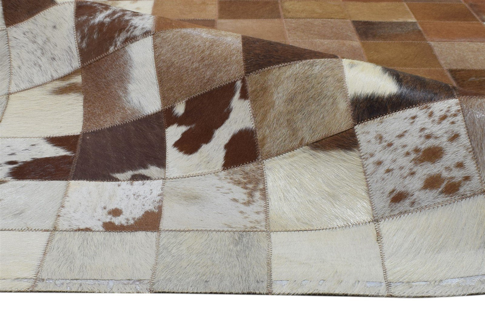 Brown Leather Rug 4X6 Modern Flatweave Scandinavian Geometric Room Size Carpet 7864582111381