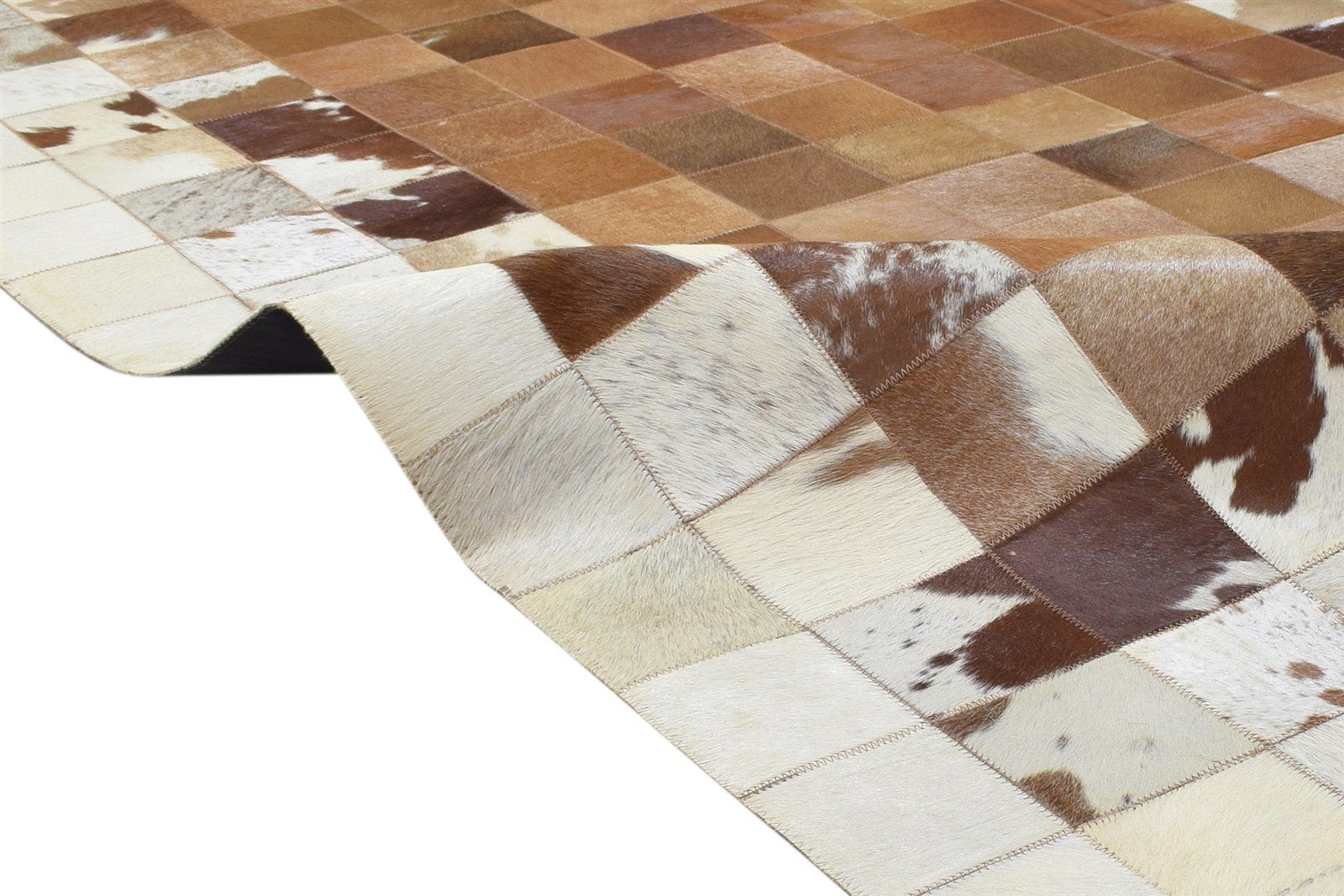 Brown Leather Rug 4X6 Modern Flatweave Scandinavian Geometric Room Size Carpet 7864582111381