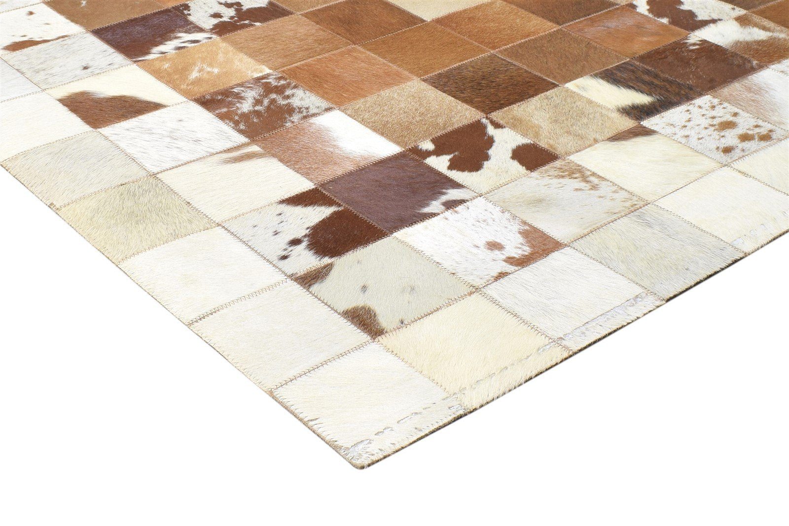 Brown Leather Rug 4X6 Modern Flatweave Scandinavian Geometric Room Size Carpet 7864582111381